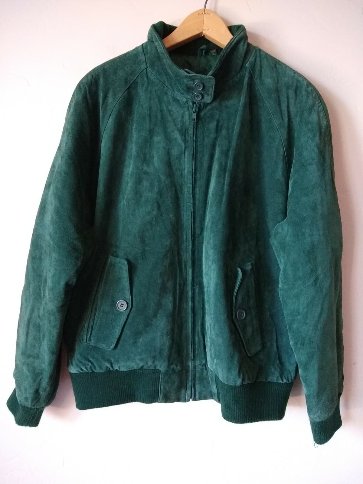 Rock Creek Uni-sex Suede Leather Bomber Jacket Green Zip Pockets Lined Filler M - Thumbnail 5