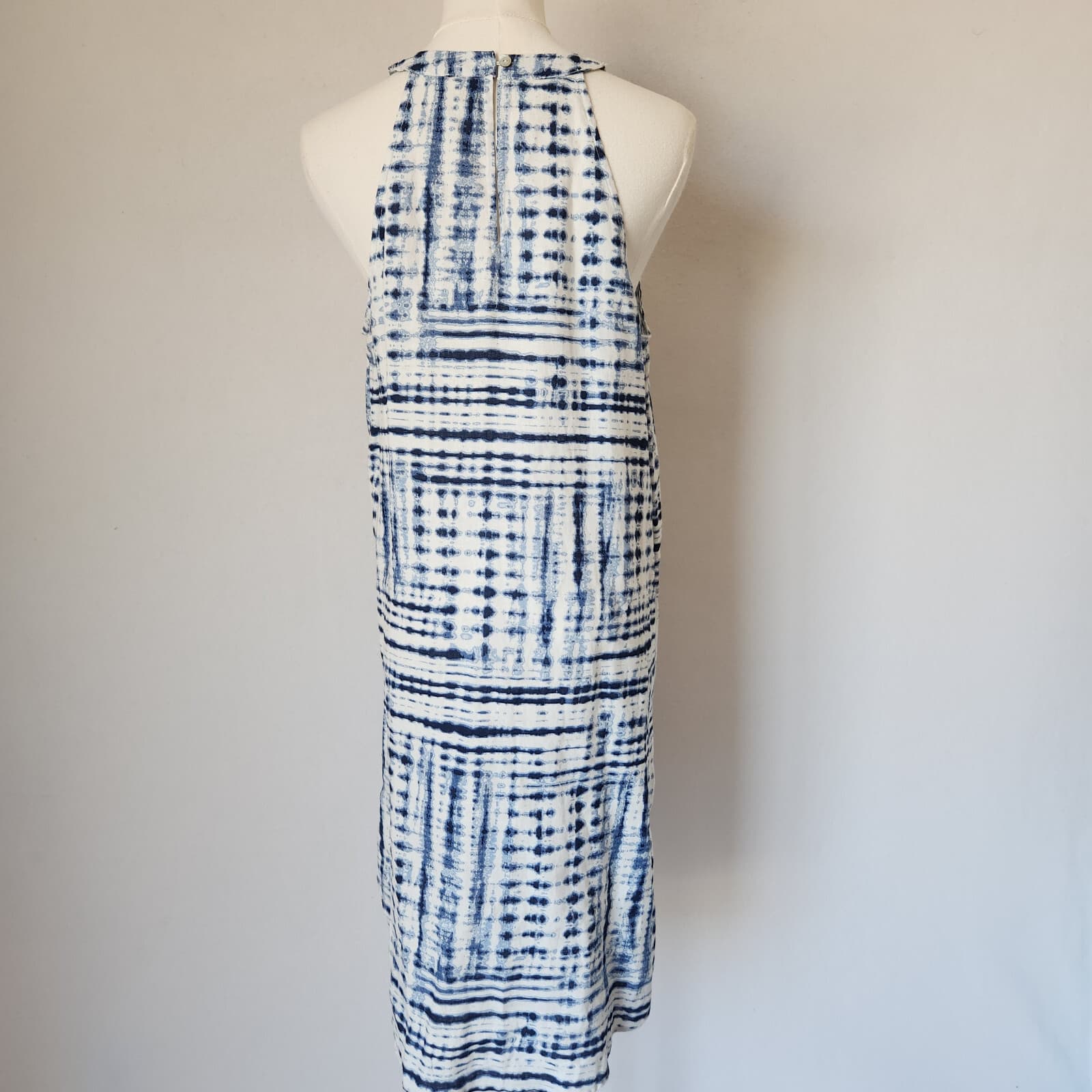 NWoT Cynthia Rowley Linen Tie-Dye Halter Mini Dress Sleeveless Blue White Sz.M - Thumbnail 5