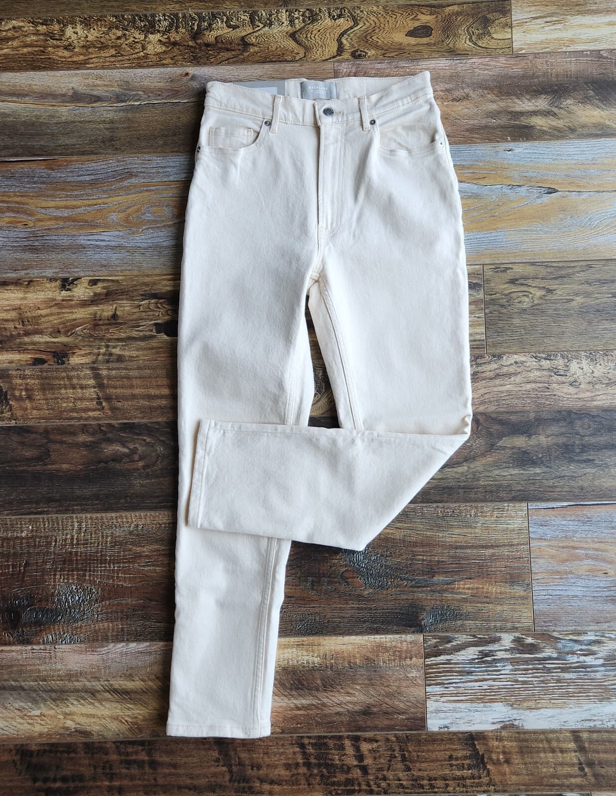 NWT EVERLANE The Original Cheeky Jean High Rise Straight Organic Cotton Cream 27