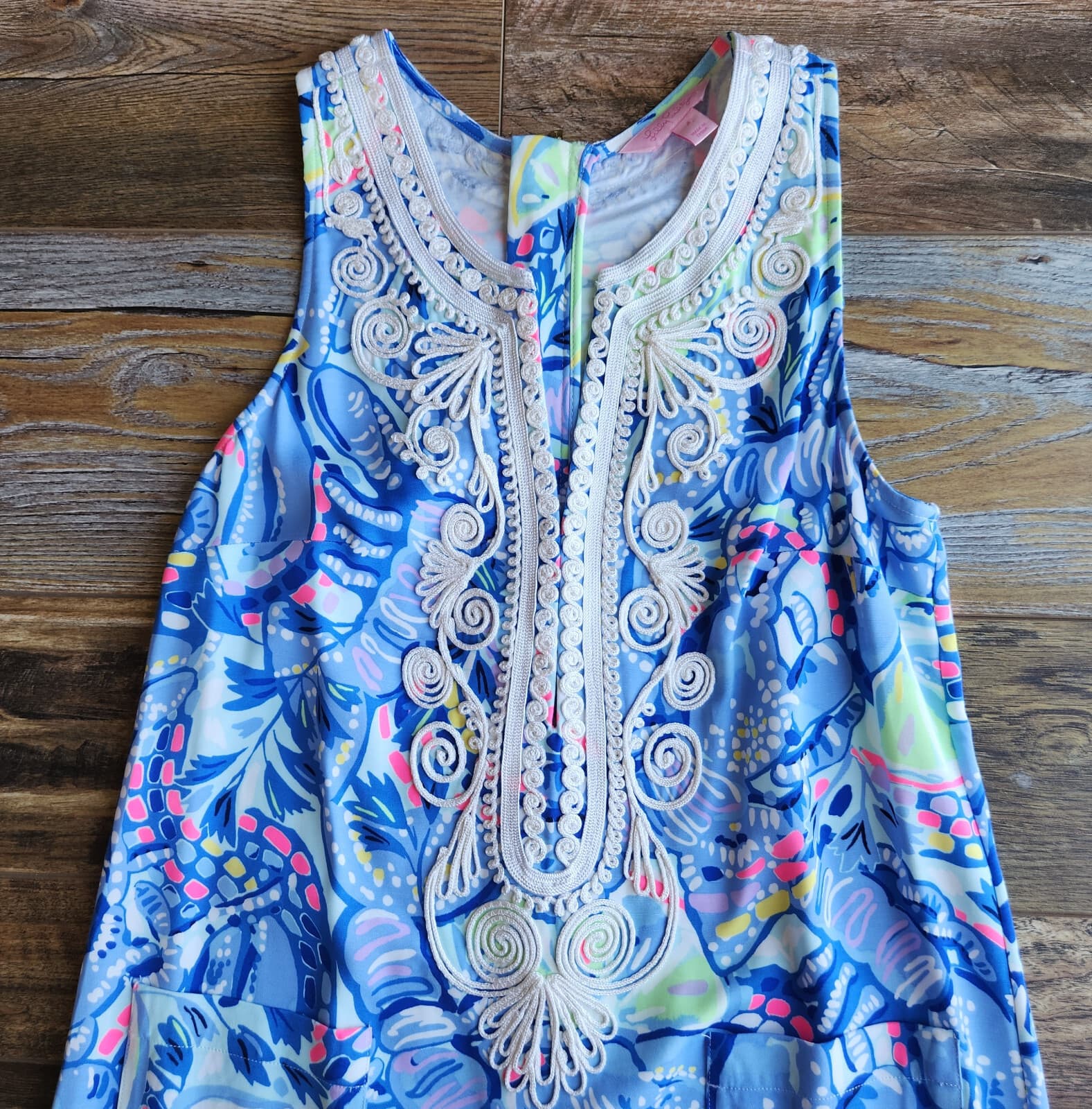 Lilly Pulitzer Carlotta Corded Lace Shift Dress Sleeveless Blue Peri Pinch Sz.4 - Thumbnail 11