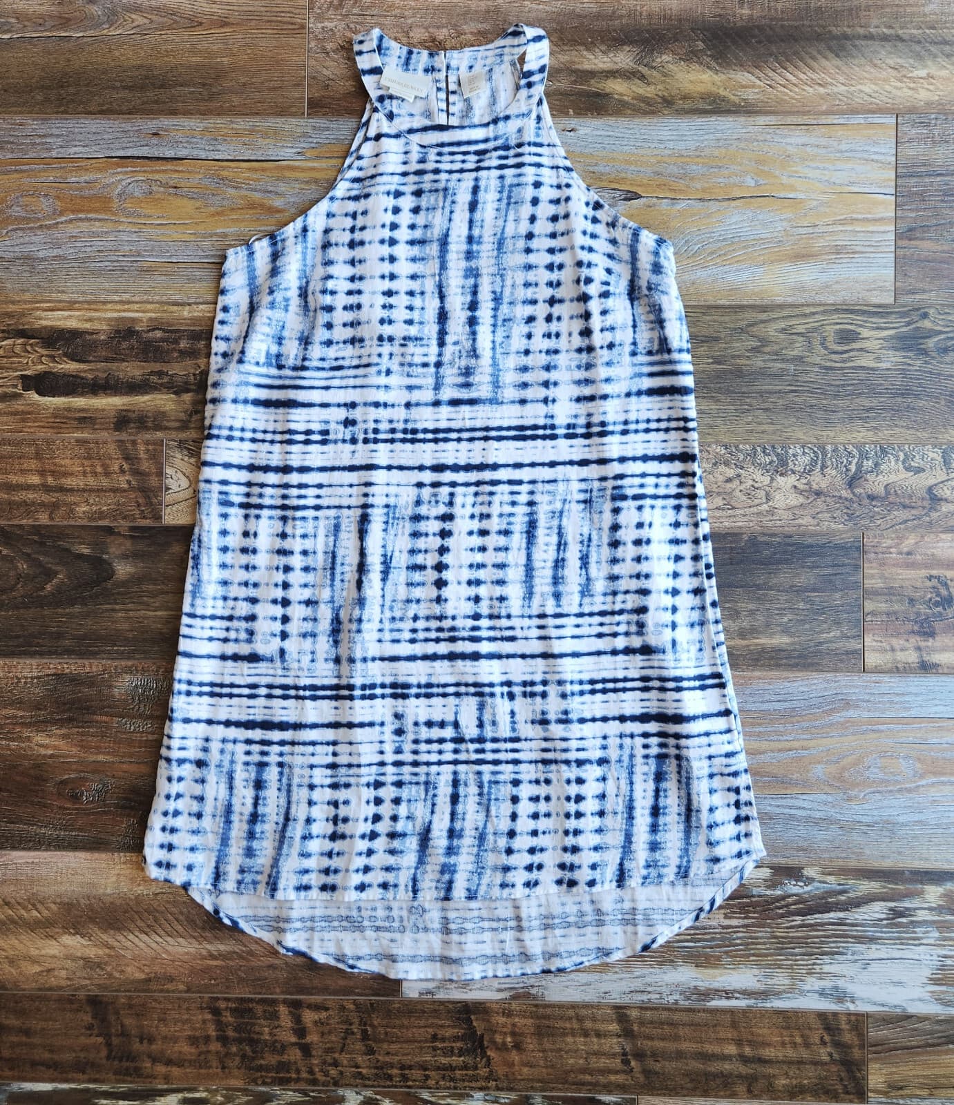NWoT Cynthia Rowley Linen Tie-Dye Halter Mini Dress Sleeveless Blue White Sz.M - Thumbnail 7