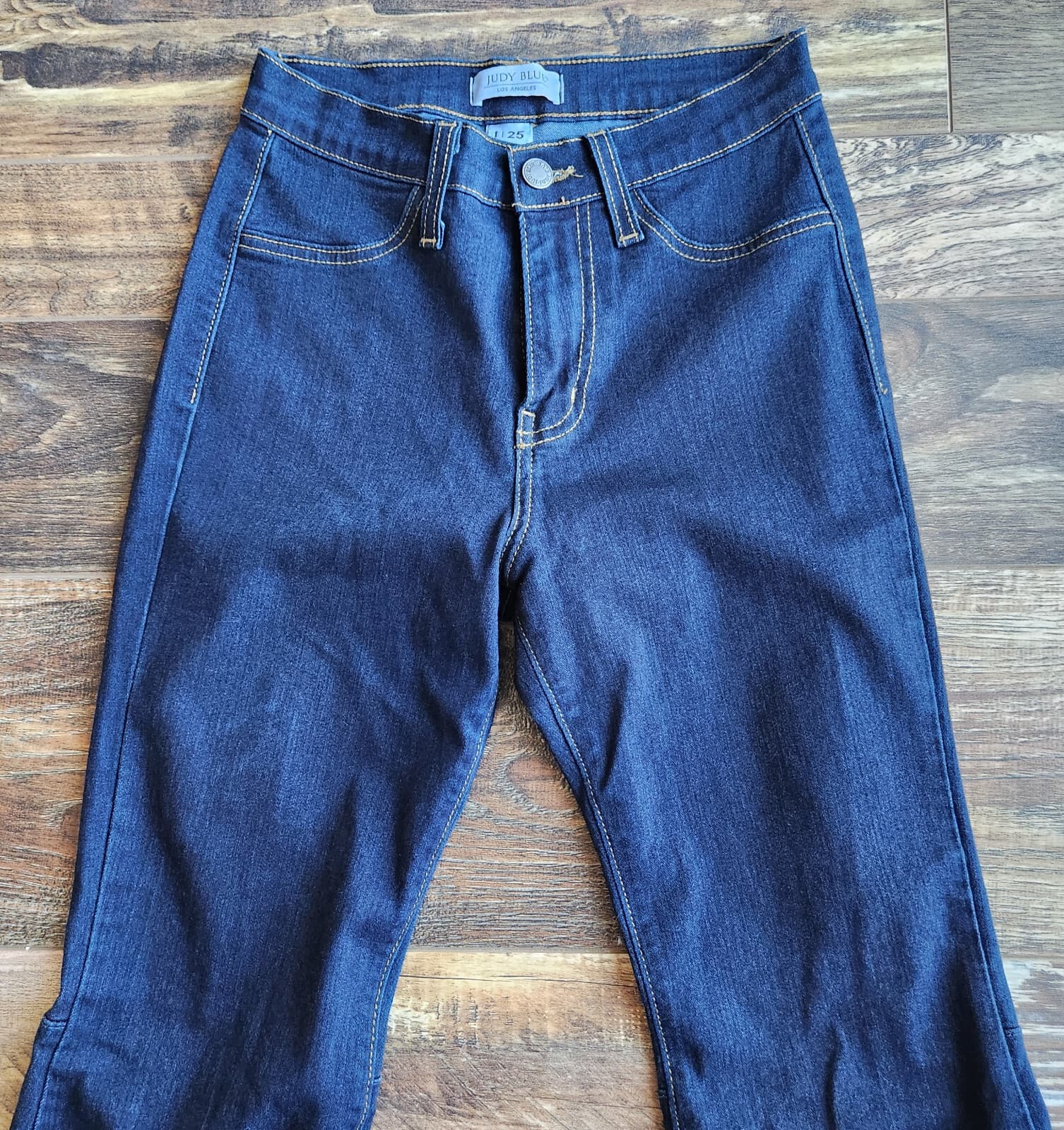 JUDY BLUE Tiffany High Rise Bell Bottom Flare Jean Raw Hem Stretch Blue Sz.1/25 - Thumbnail 4