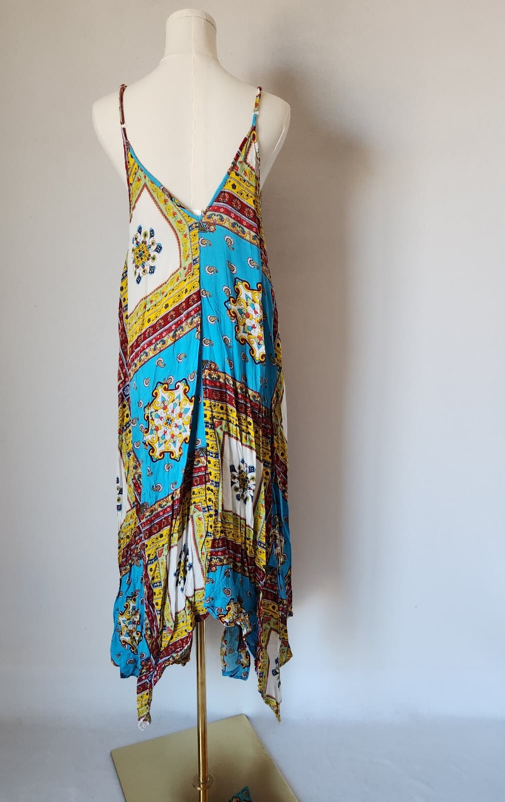 NWoT True Destiny Floral Paisley Handkerchief Beach Sundress Multicolor Womens L - Thumbnail 7