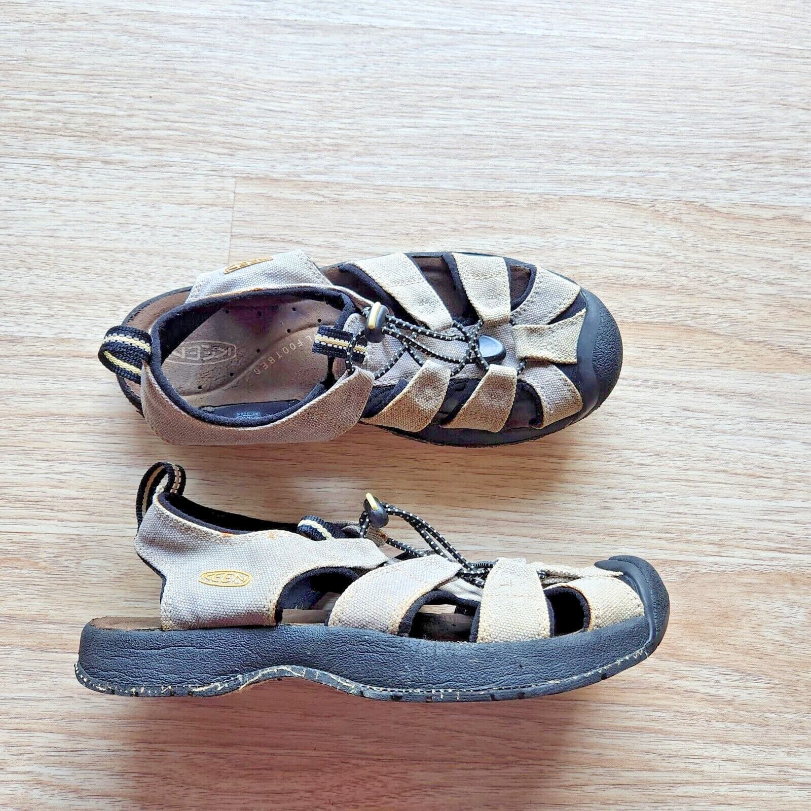 Keen Newport Bison Canvas Hiking Sandals Lace-Lock Bungee Beige Women US7 EU37.5 - Thumbnail 3