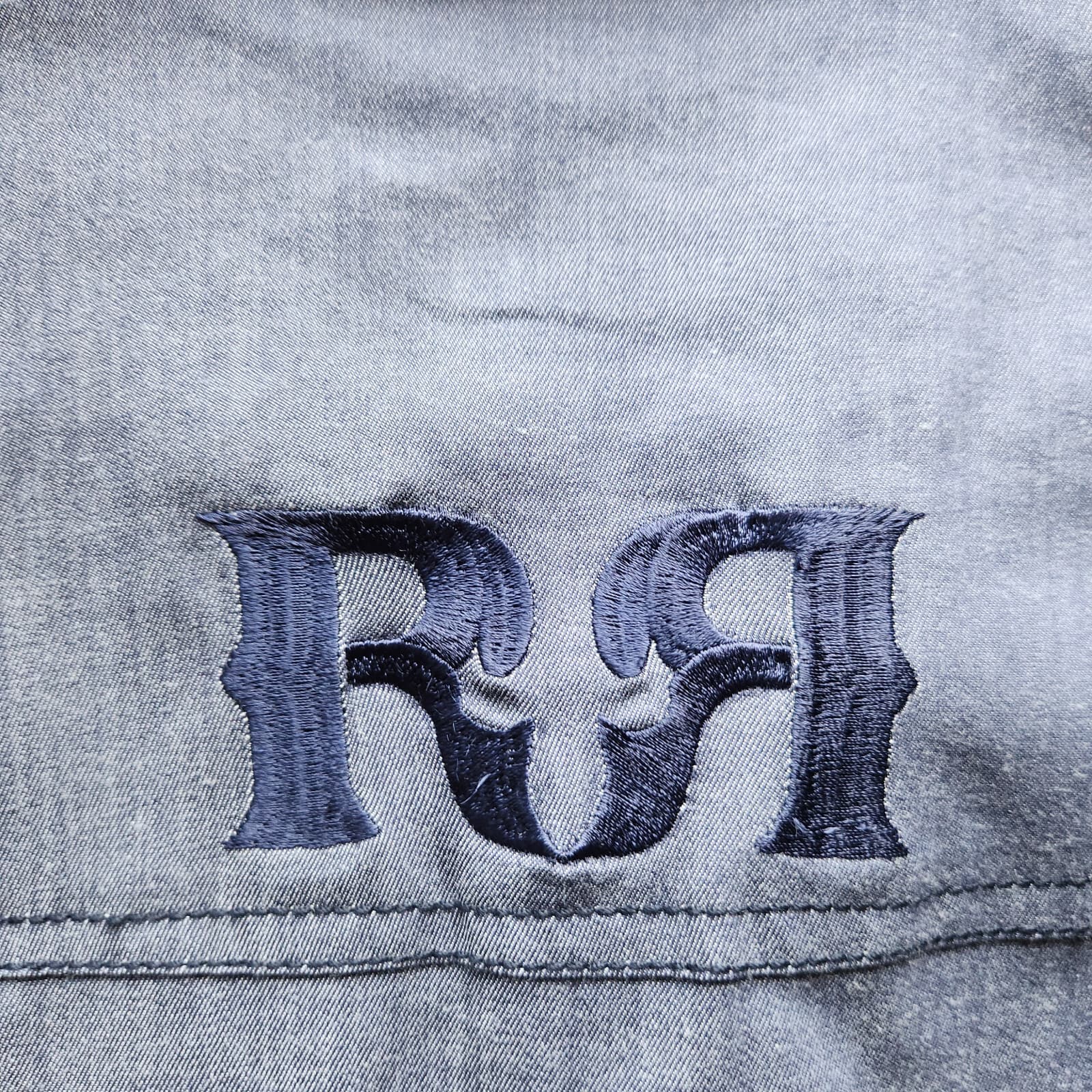Rock Revival Embroidered Button-Up Shirt Short Sleeve Stretch Blue Grey Men's S - Thumbnail 7