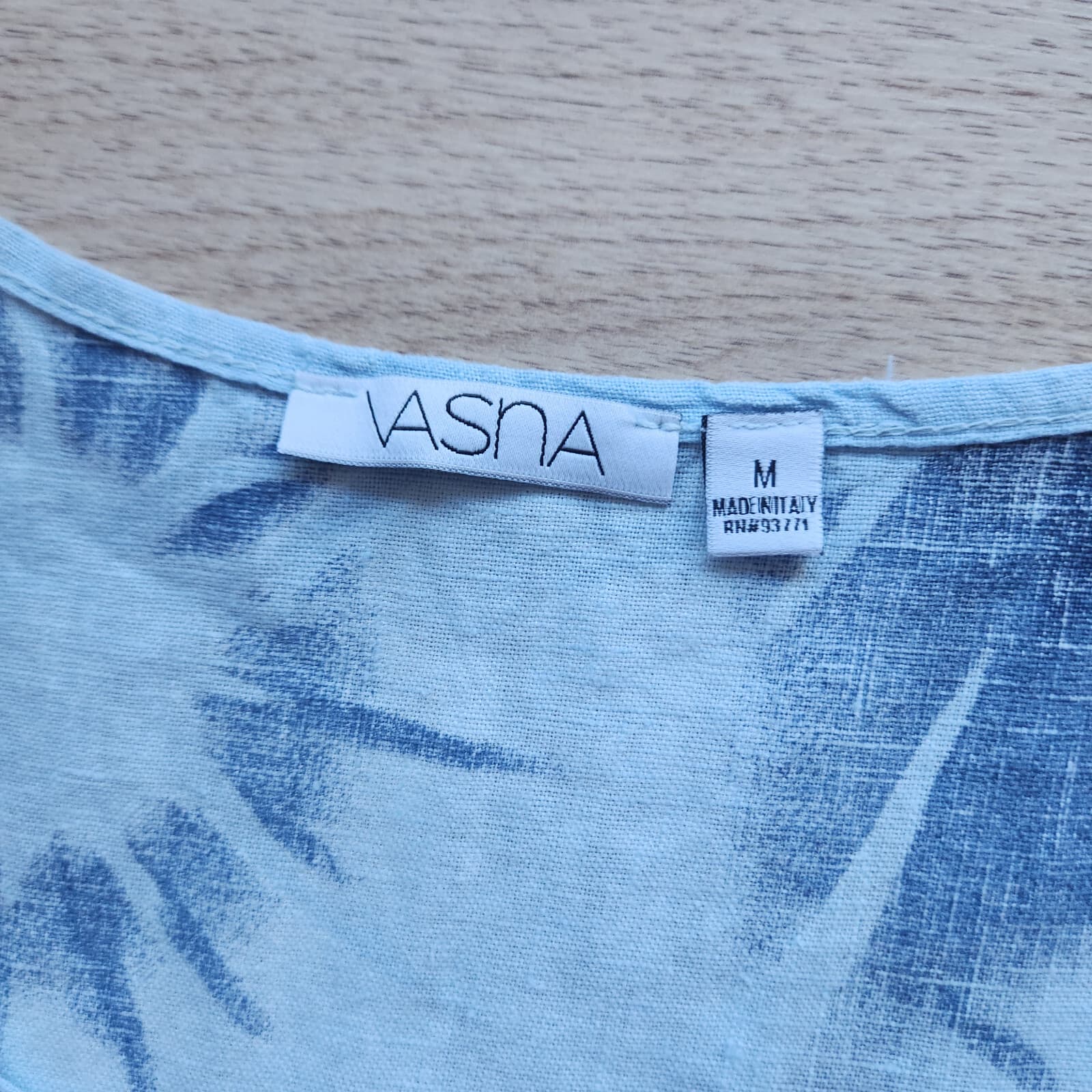 VASNA Made in Italy Linen Floral Lagenlook Shift Dress Sleeveless Blue Sz.M - Thumbnail 7