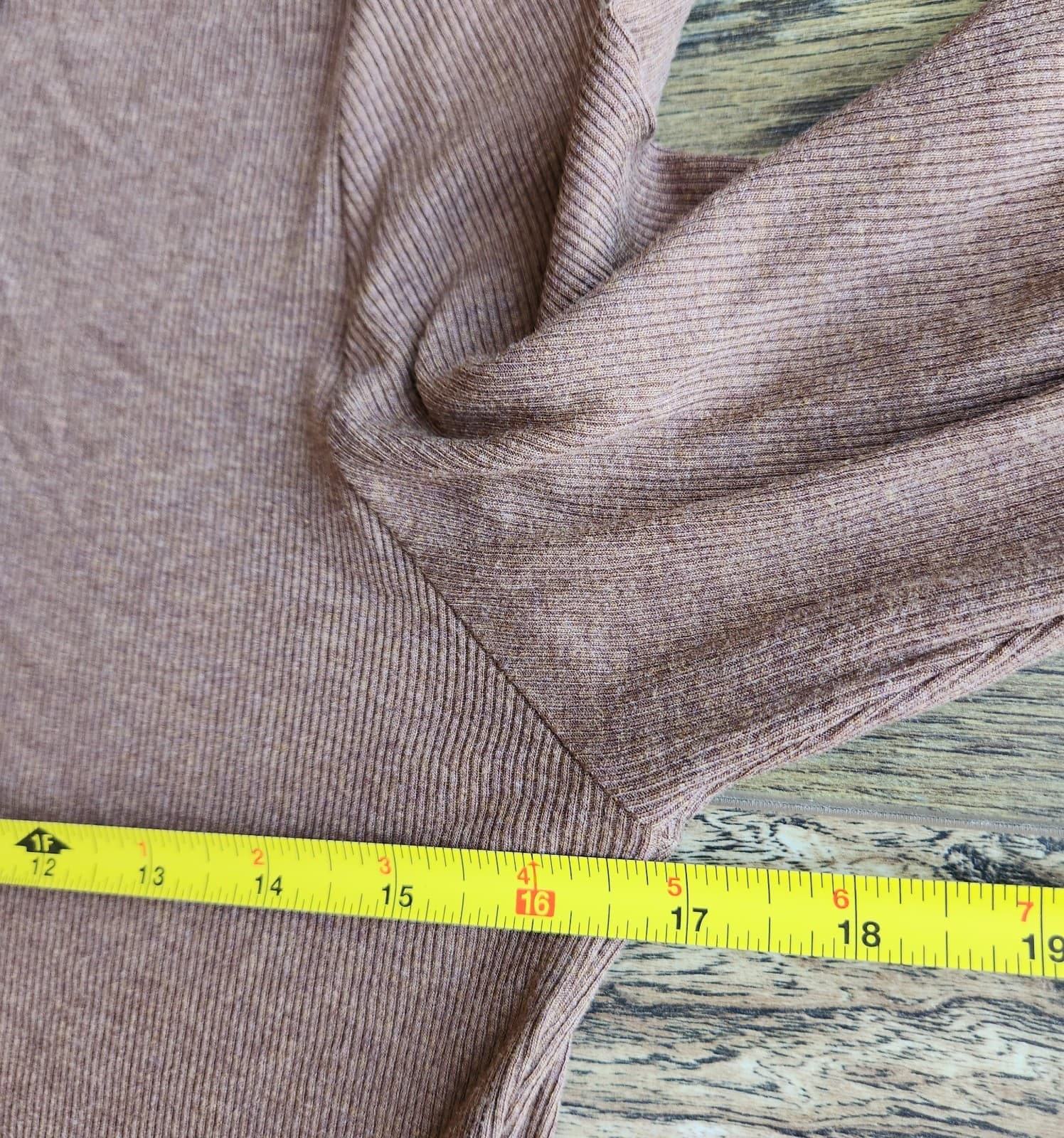 LNA Ribbed Knit Turtleneck Midi Sweater Dress Long Sleeve Rayon Blend Brown Sz.L - Thumbnail 12