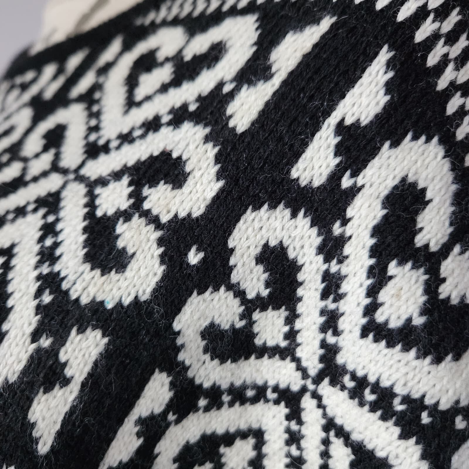 J.Jill Fair Isle Heart Wool Blend Sweater Crew Neck Black White Women Petite L - Thumbnail 5