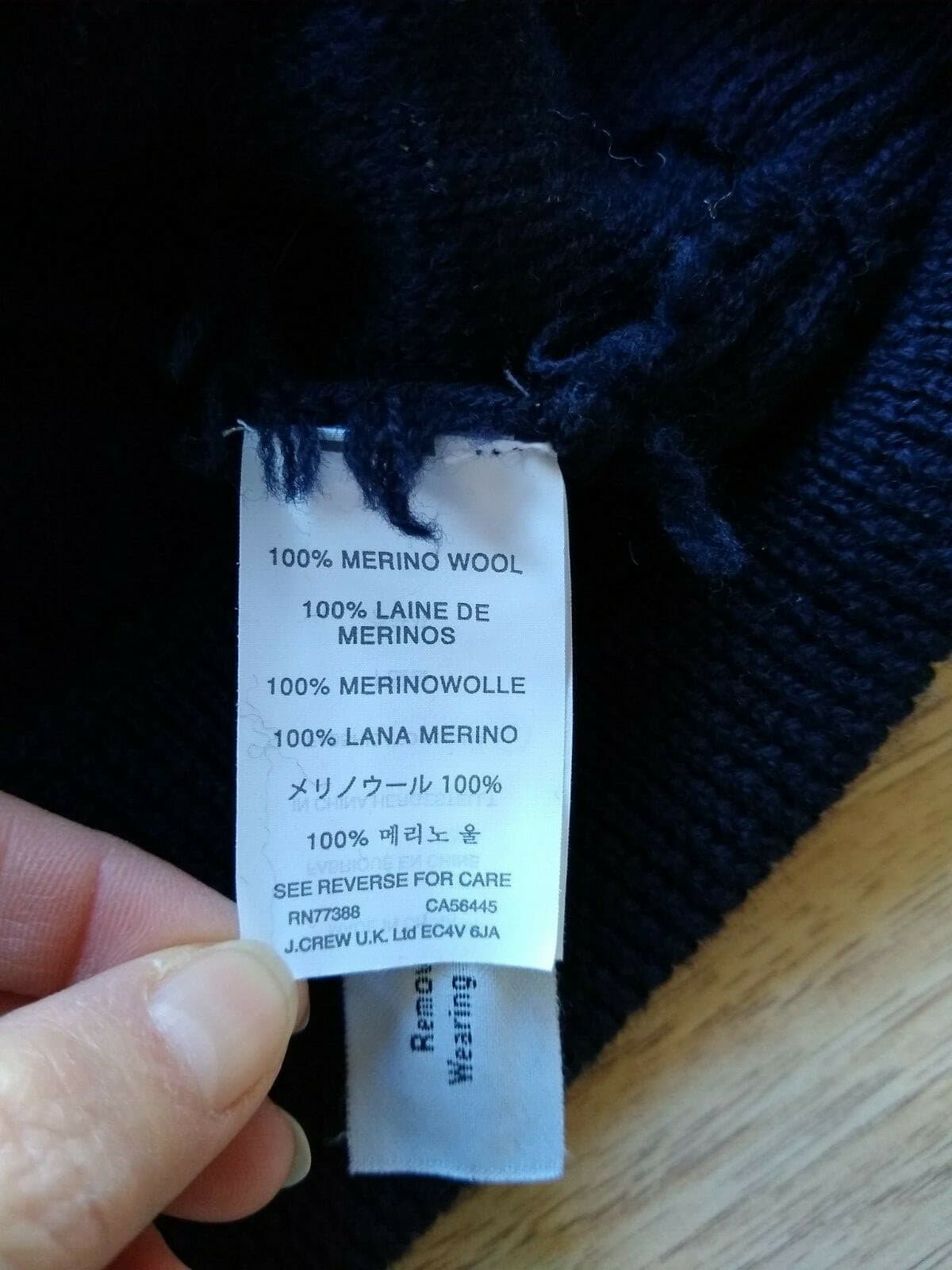 J.Crew 100% Merino Wool Cable Knit Fringe Sweater Pullover Crew Neck Blue Sz.S - Thumbnail 9