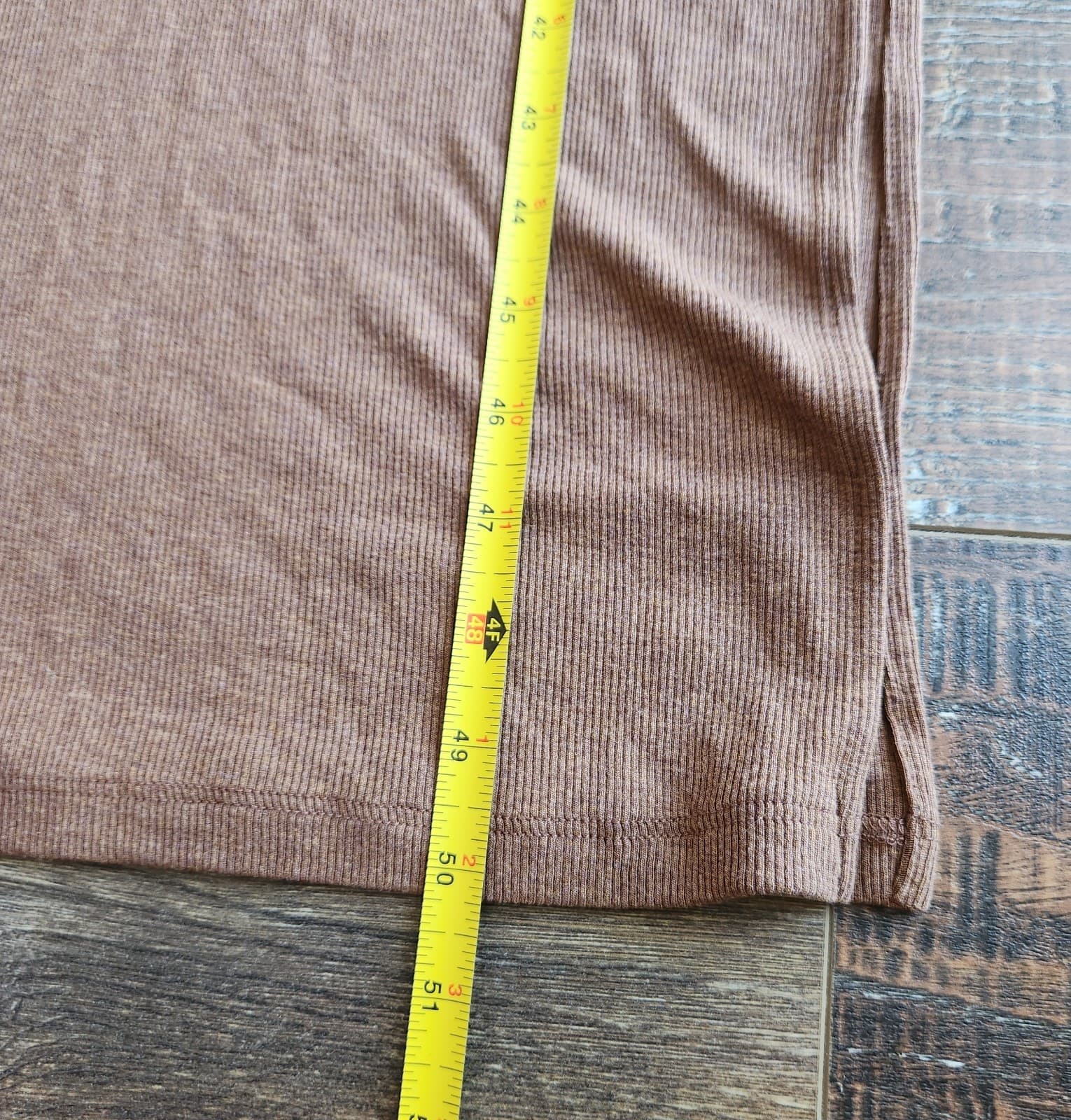 LNA Ribbed Knit Turtleneck Midi Sweater Dress Long Sleeve Rayon Blend Brown Sz.L - Thumbnail 13