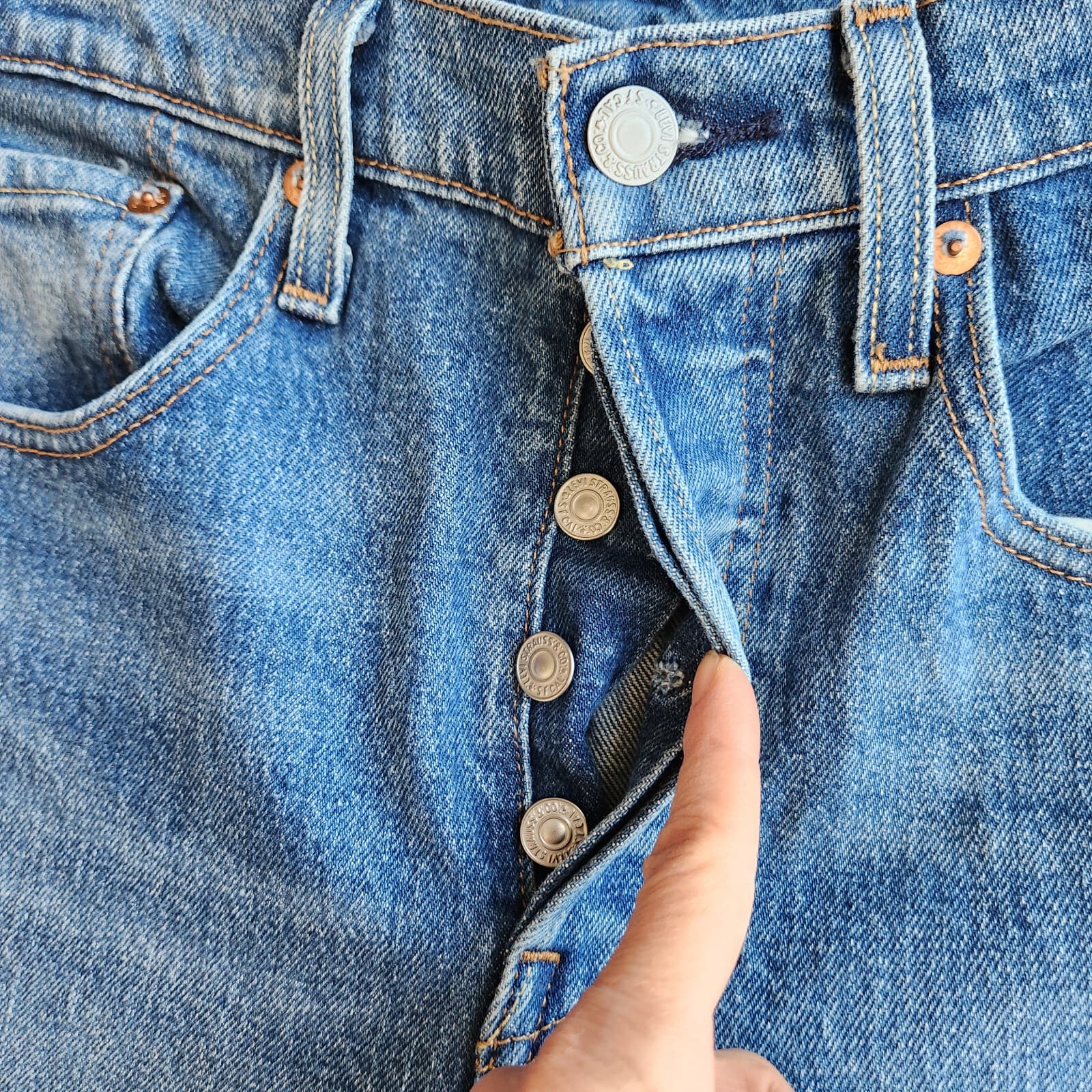Levi's Premium Big E 501 S Skinny Button-Fly Jeans Stretch Blue Women's 27x28 - Thumbnail 4