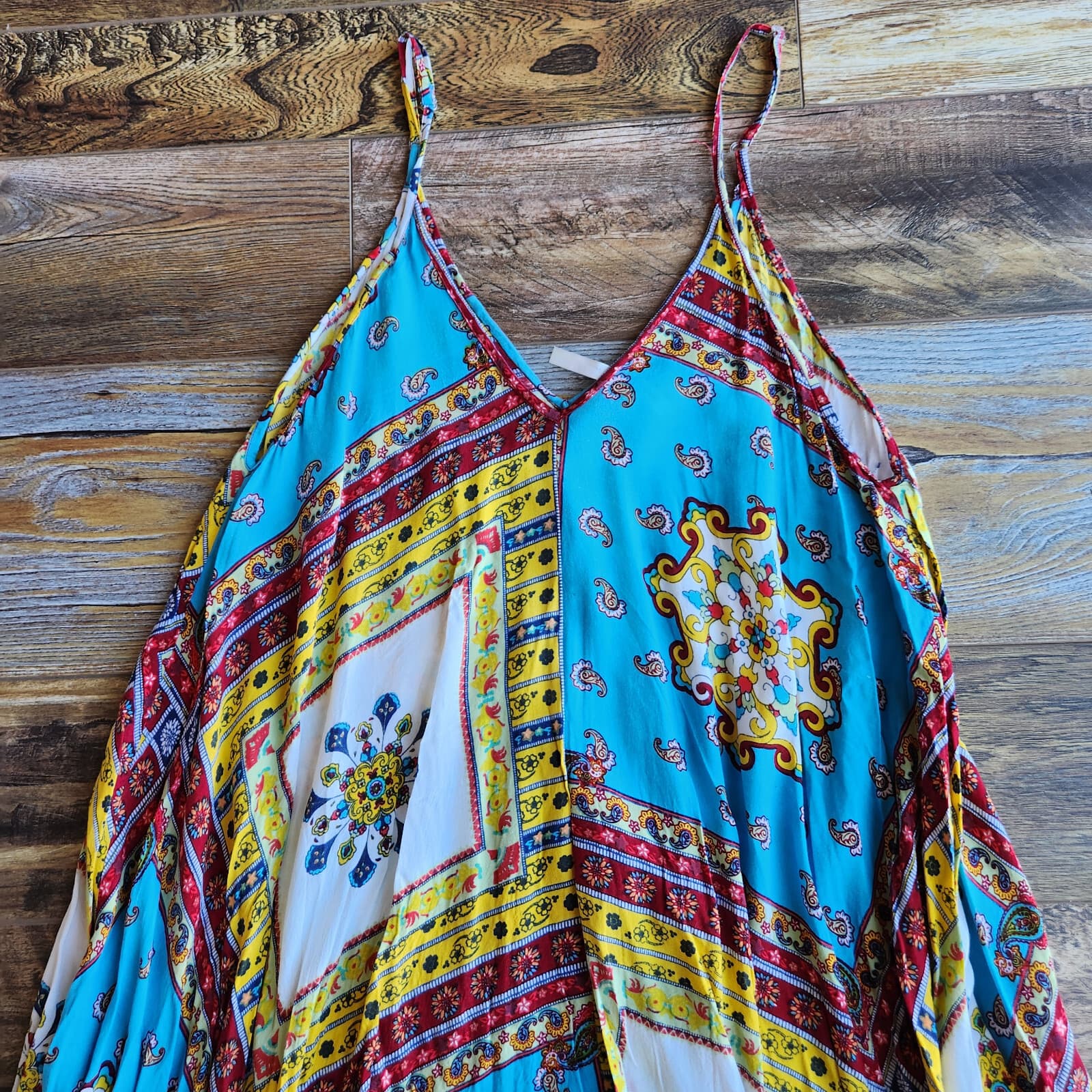 NWoT True Destiny Floral Paisley Handkerchief Beach Sundress Multicolor Womens L - Thumbnail 5