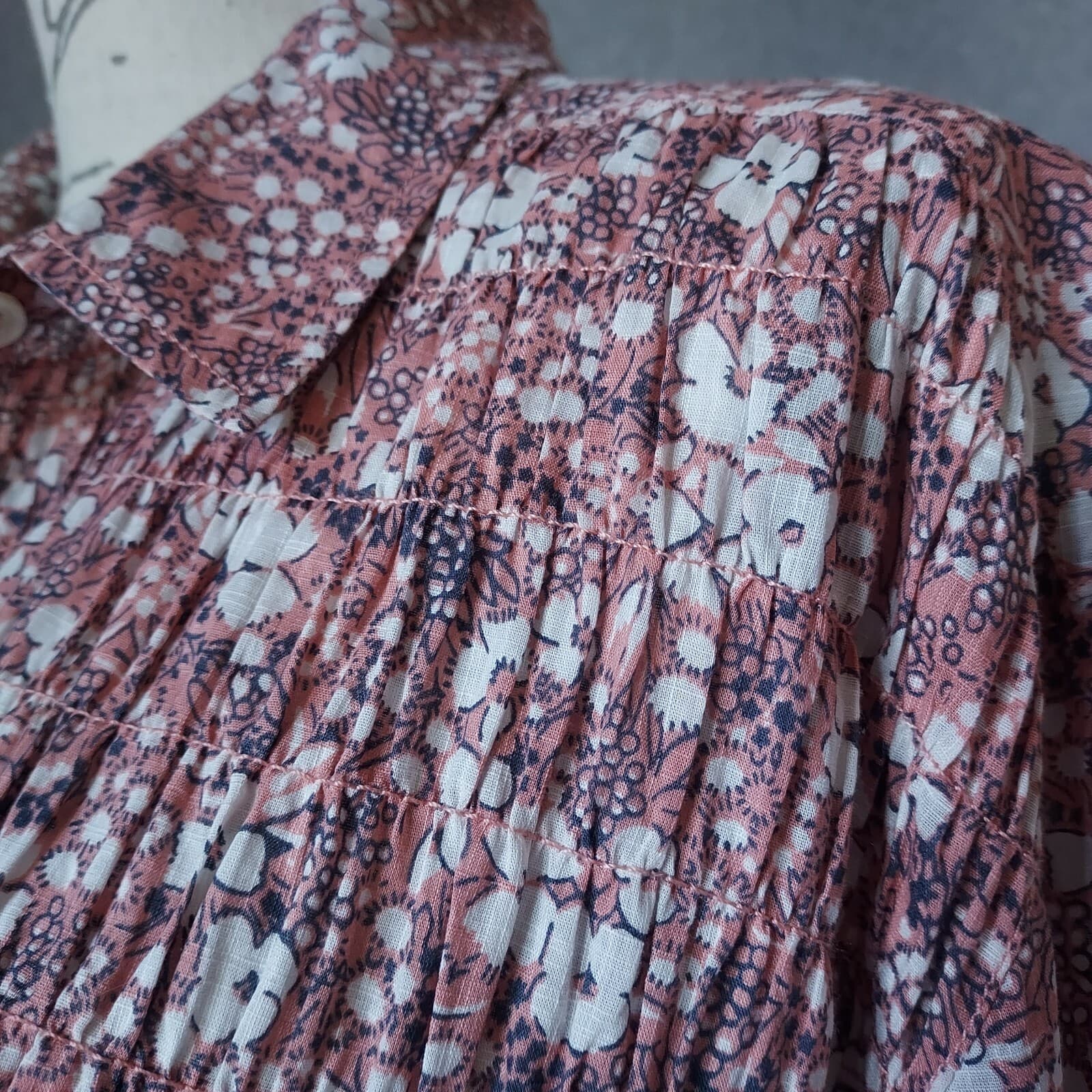 Pilcro And The Letterpress Anthro Sasha Boyfriend Shirt Liberty Floral Pink Sz.M - Thumbnail 4