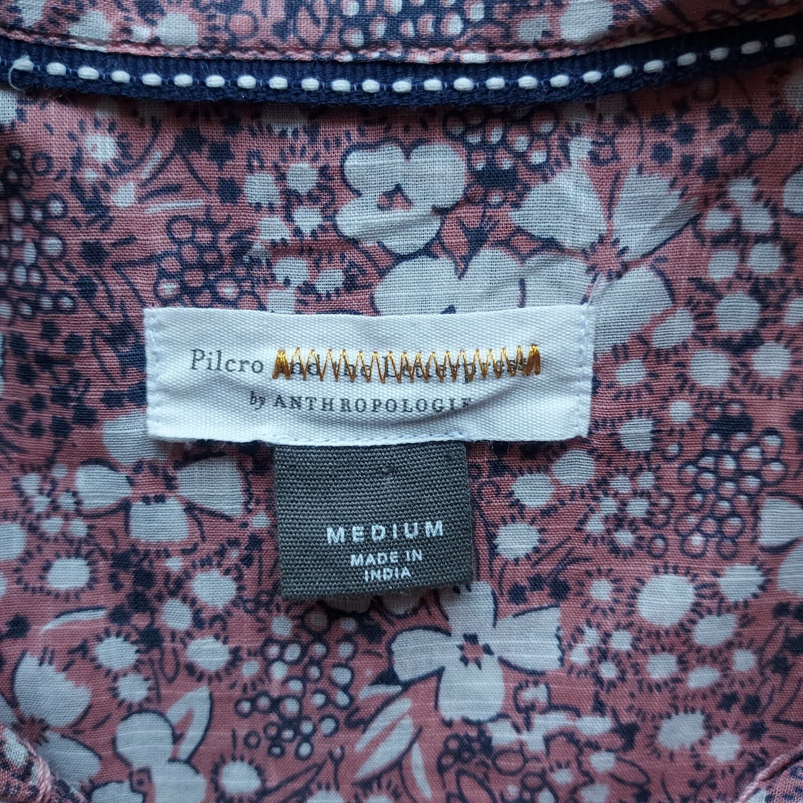 Pilcro And The Letterpress Anthro Sasha Boyfriend Shirt Liberty Floral Pink Sz.M - Thumbnail 8
