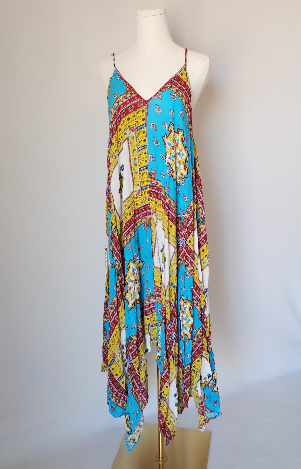 NWoT True Destiny Floral Paisley Handkerchief Beach Sundress Multicolor Womens L - Thumbnail 2