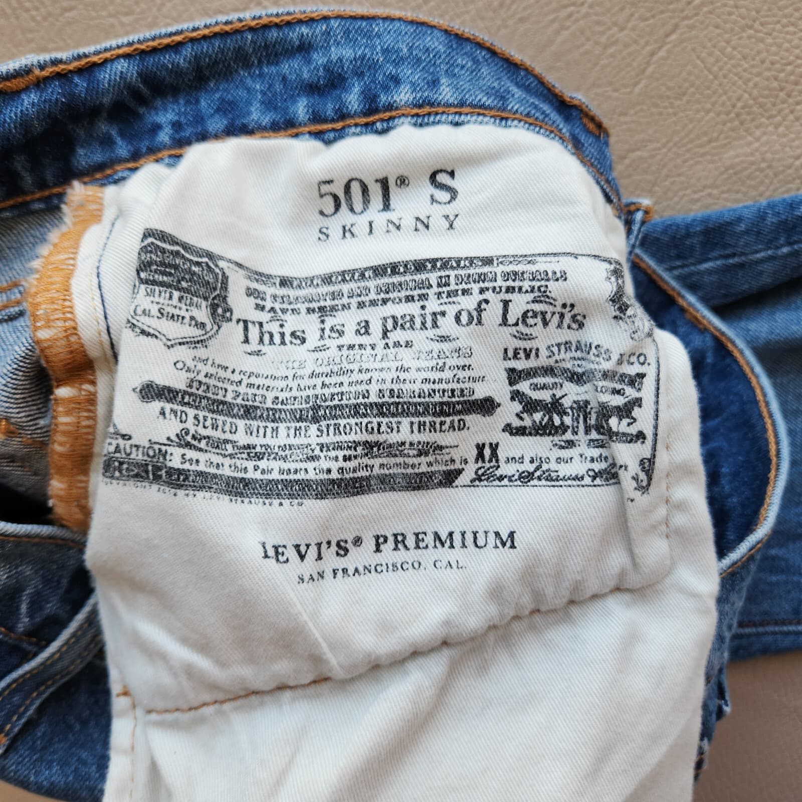 Levi's Premium Big E 501 S Skinny Button-Fly Jeans Stretch Blue Women's 27x28 - Thumbnail 7