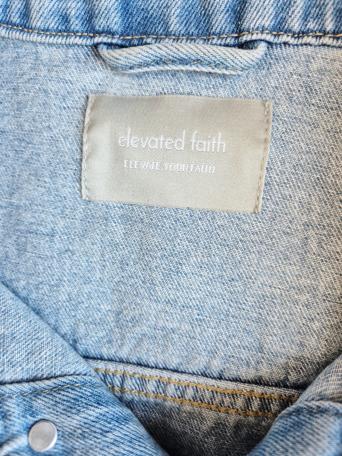 Elevated Faith What a Friend We Have In Jesus Denim Jacket Blue Oversize Size XL - Thumbnail 8