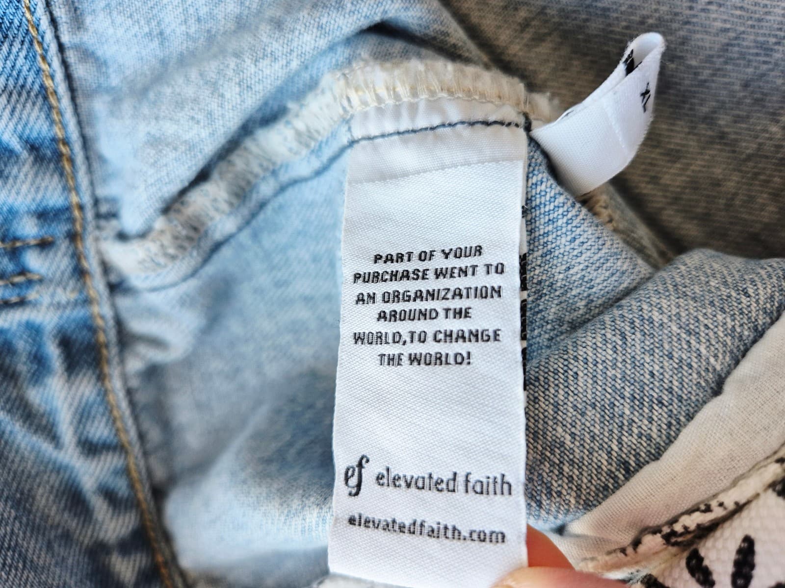 Elevated Faith What a Friend We Have In Jesus Denim Jacket Blue Oversize Size XL - Thumbnail 12