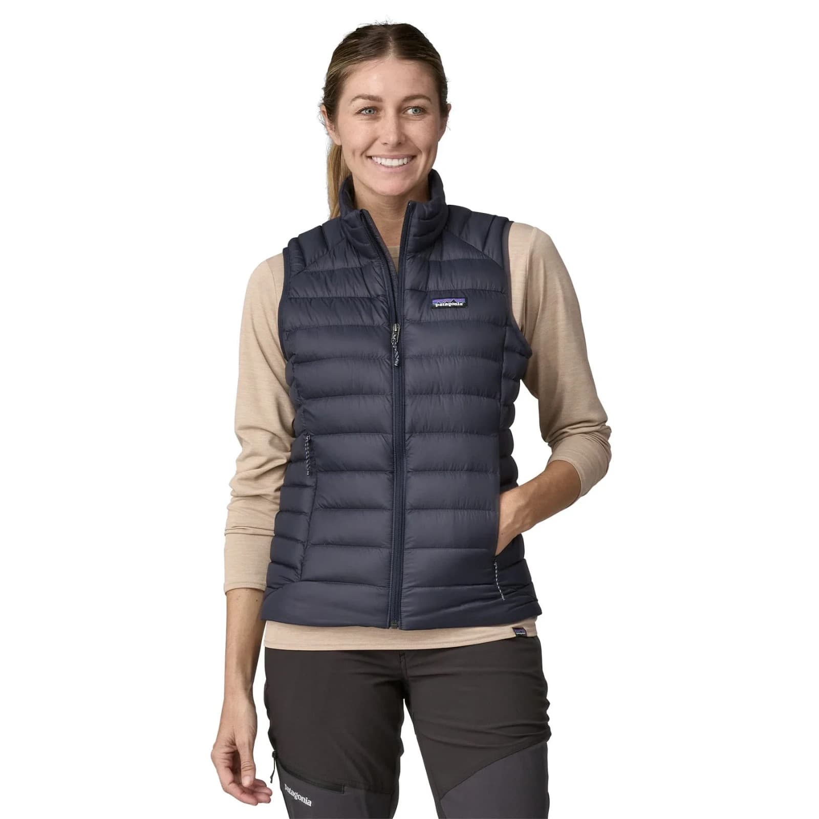 Patagonia Women's L Down Sweater Vest Quilted Puffer Zip-Up Pocket Drifter Grey - Thumbnail 10