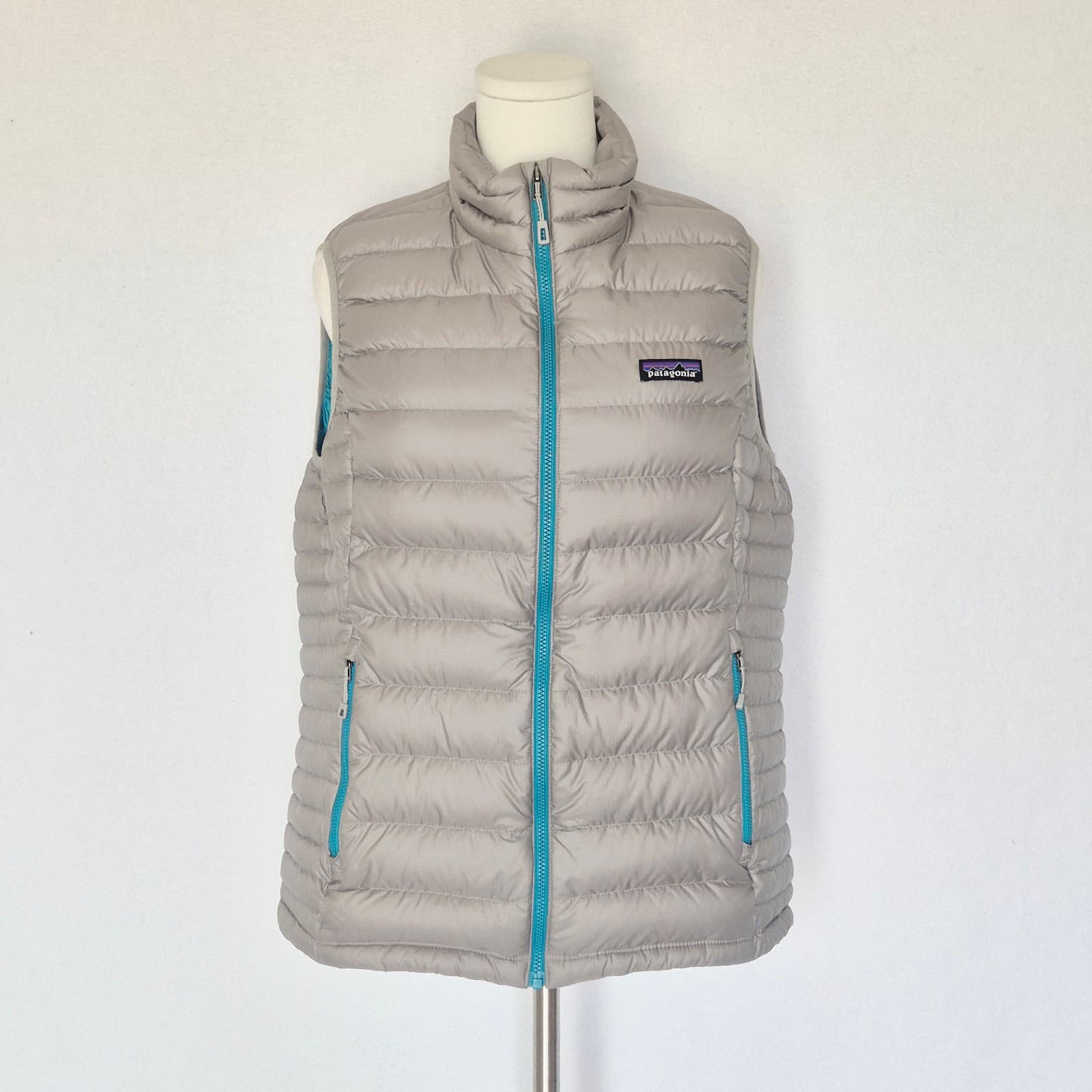 Patagonia Women's L Down Sweater Vest Quilted Puffer Zip-Up Pocket Drifter Grey - Thumbnail 2