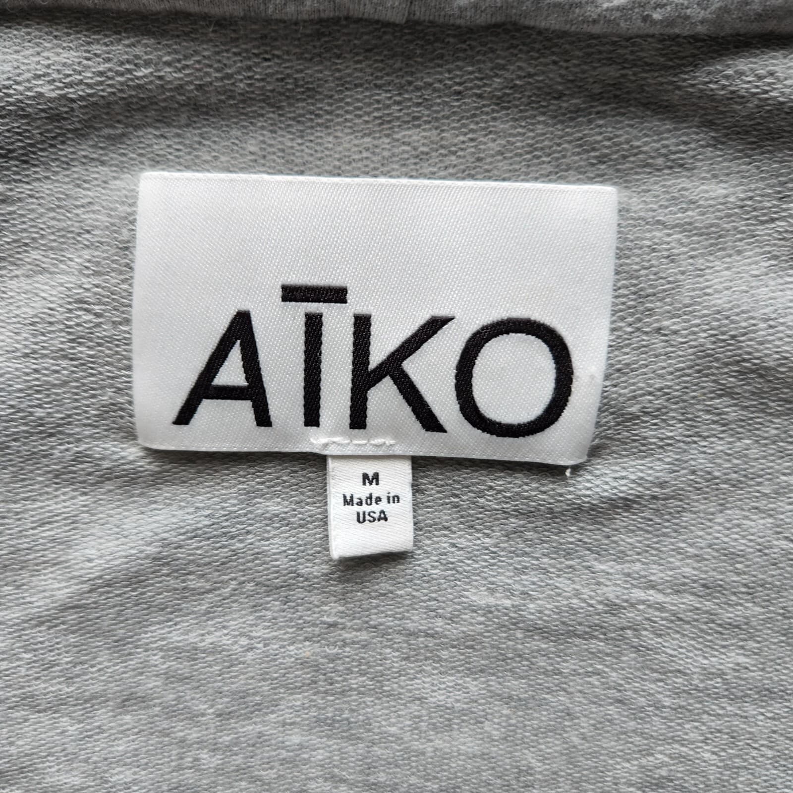 AiKO Open Front Crop Hooded Sweatshirt Short Sleeve Pocket Grey Women Sz.M USA - Thumbnail 8