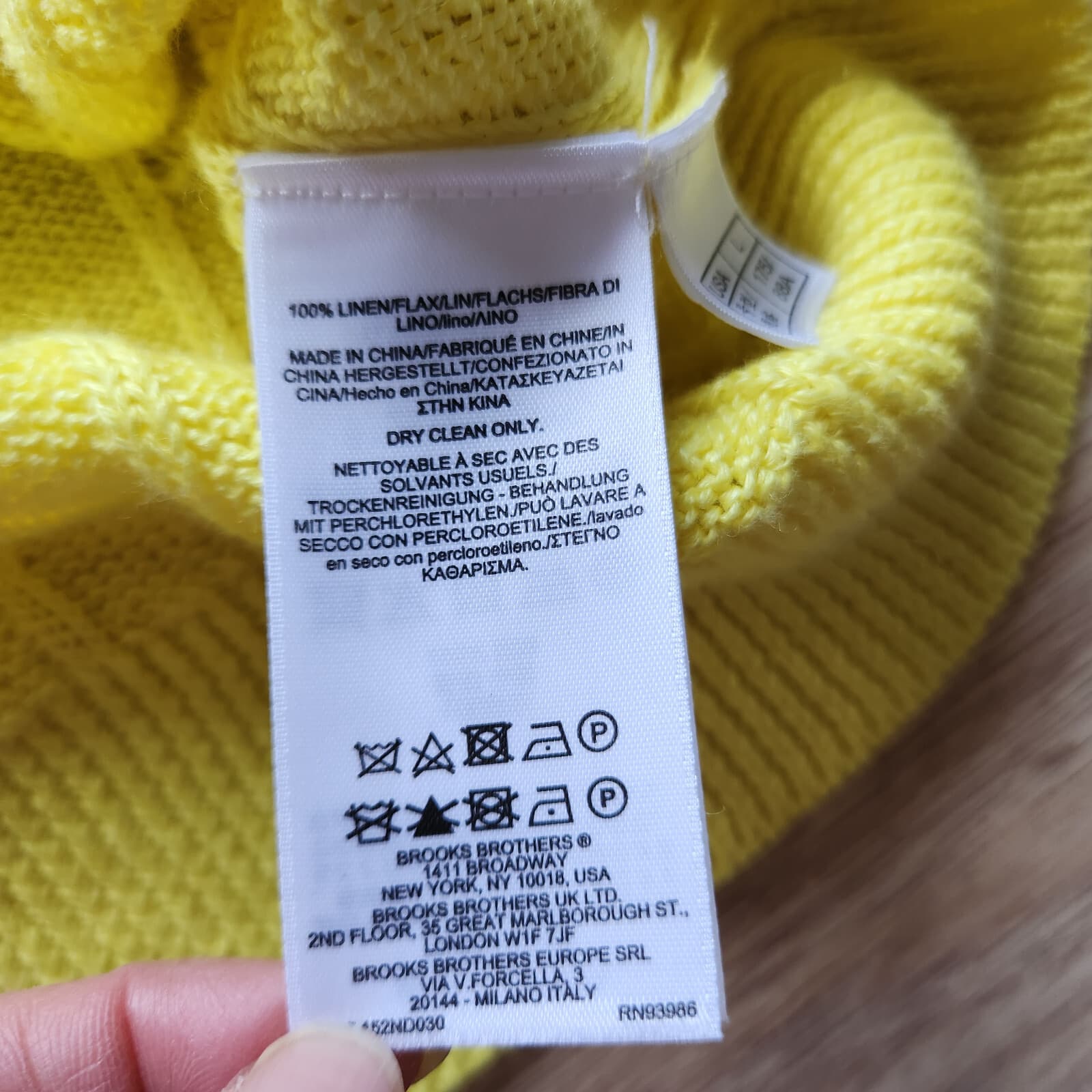 Brooks Brothers Italian Linen Cable Knit Jumper Sweater V-Neck Yellow Women's L - Thumbnail 11
