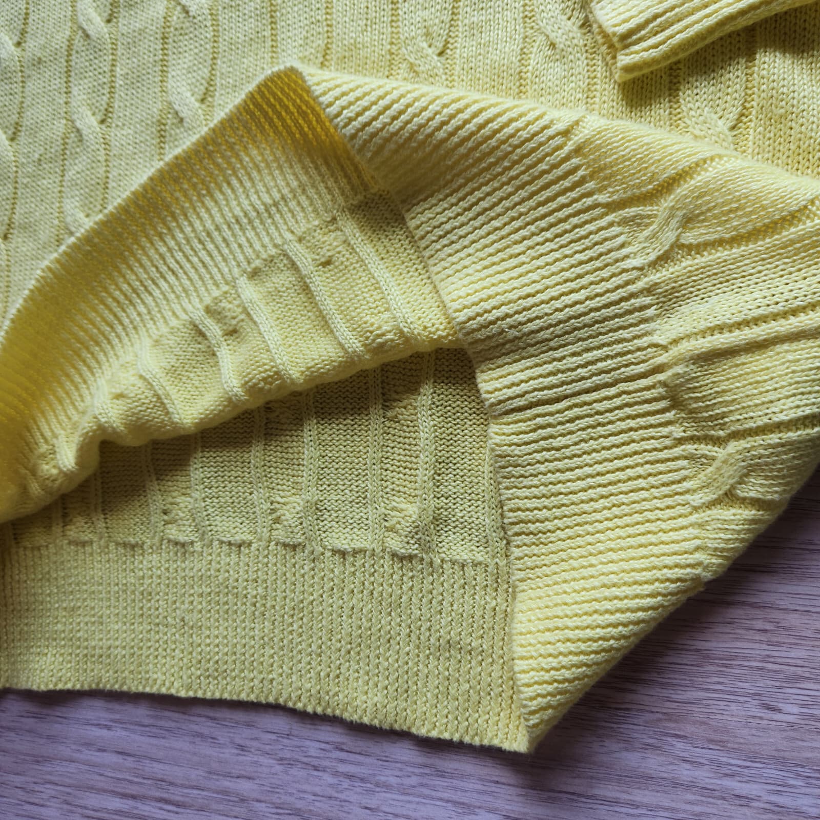 Brooks Brothers Italian Linen Cable Knit Jumper Sweater V-Neck Yellow Women's L - Thumbnail 10