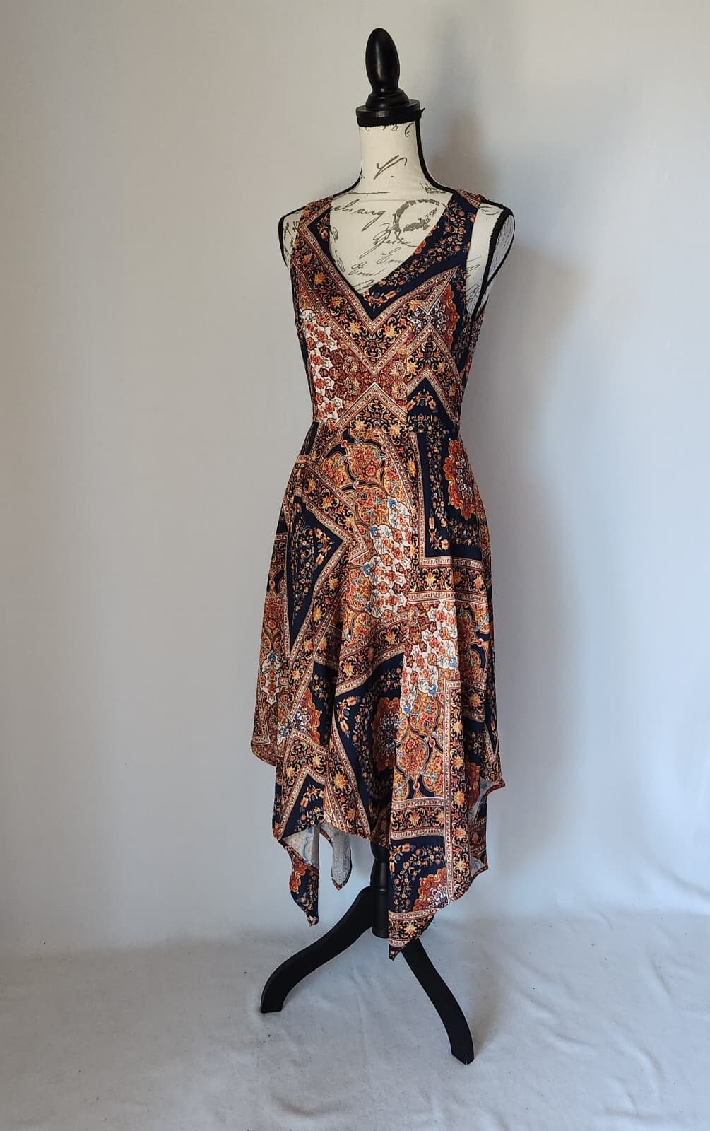 ModCloth Evening In Athens Hanky Hem Midi Dress Sleeveless Multicolor Women's S - Thumbnail 3