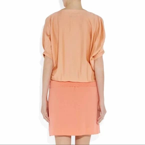 Diane Von Furstenberg Enda Drop-Waist 2-Tone Silk Mini Dress Orange Women's 2 - Thumbnail 7