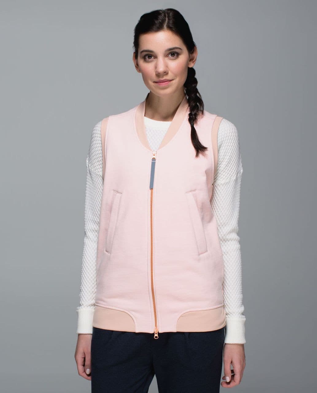 Lululemon Departure Vest 2-Way Zipper Pocket Fleece Cotton Parfait Pink Women 10 - Thumbnail 2