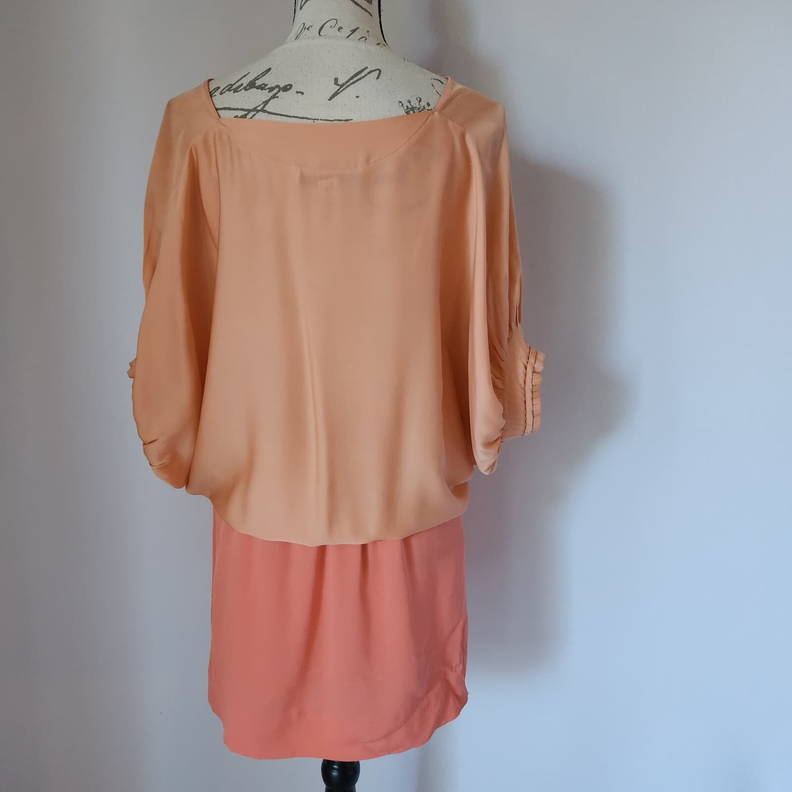 Diane Von Furstenberg Enda Drop-Waist 2-Tone Silk Mini Dress Orange Women's 2 - Thumbnail 6