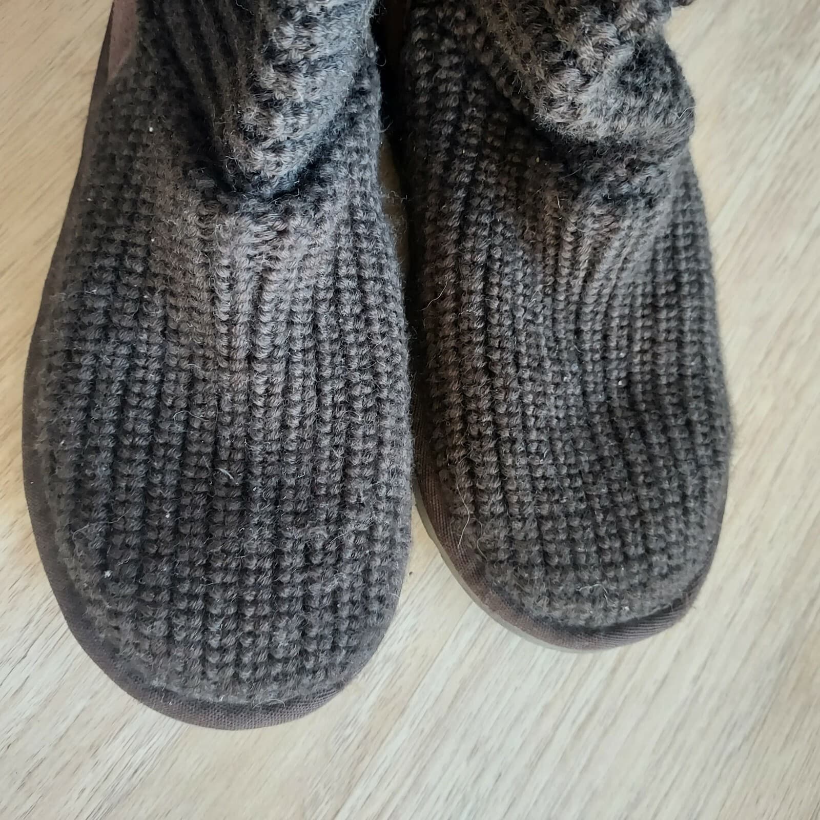 UGG Australia Classic Cardy Knit Tall Boots Sheepskin Lining Brown Women US5 - Thumbnail 5