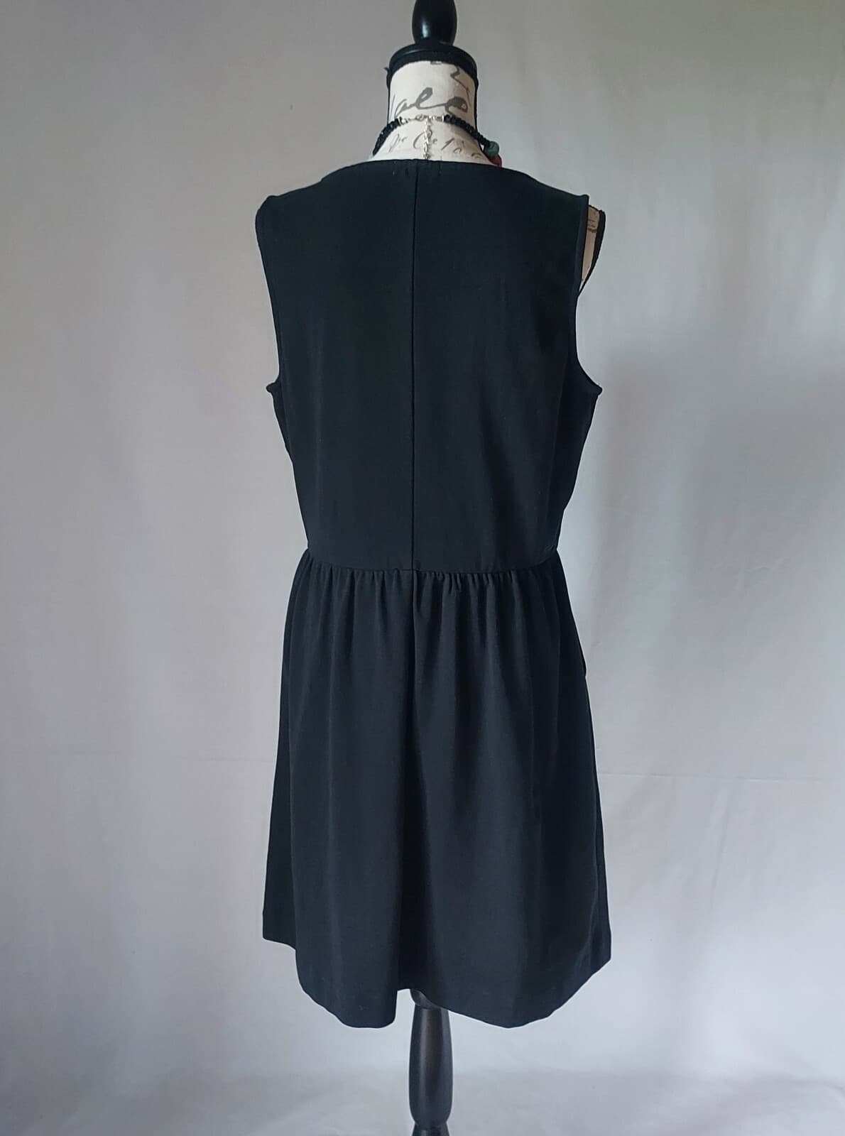 Garnet Hill Everyday Ponte Knit Peplum Dress Sleeveless Pocket Black Cotton 14 - Thumbnail 6