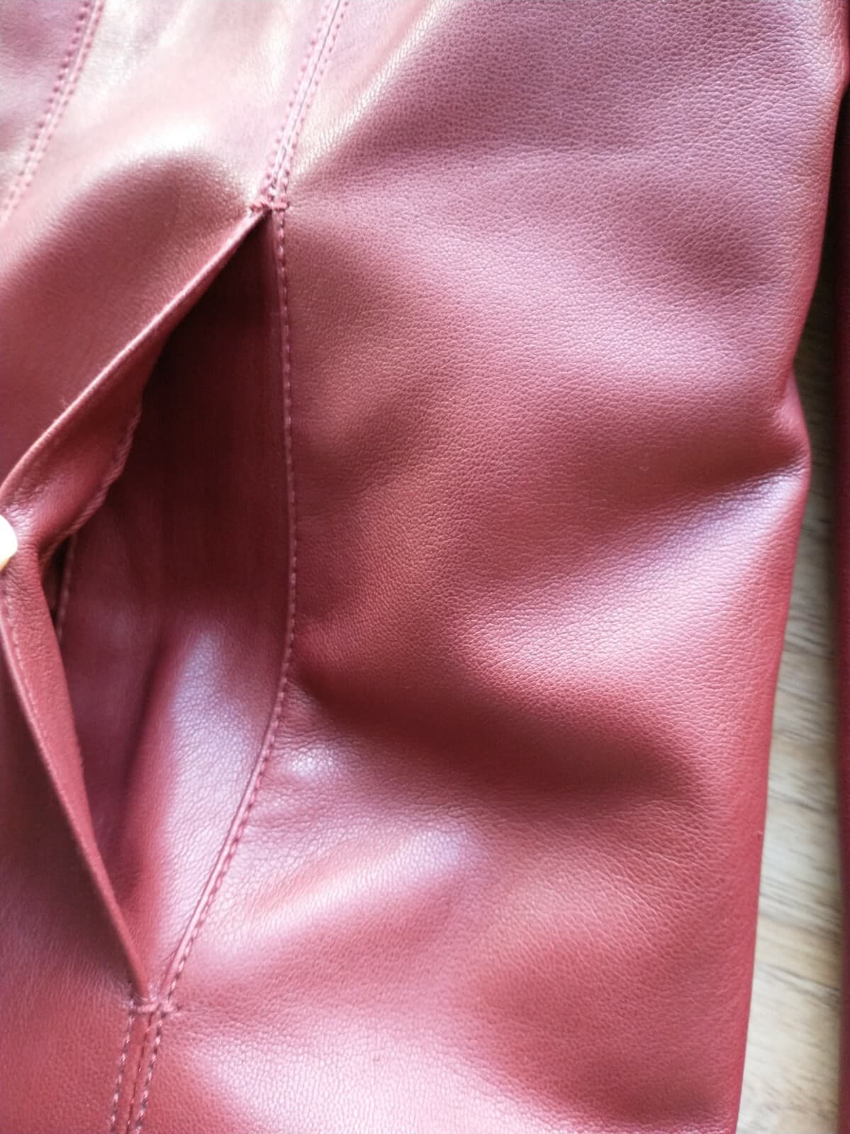 COLE HAAN Signature Women Faux Leather Jacket Zip Lined Button Pocket Red Sz.L - Thumbnail 7