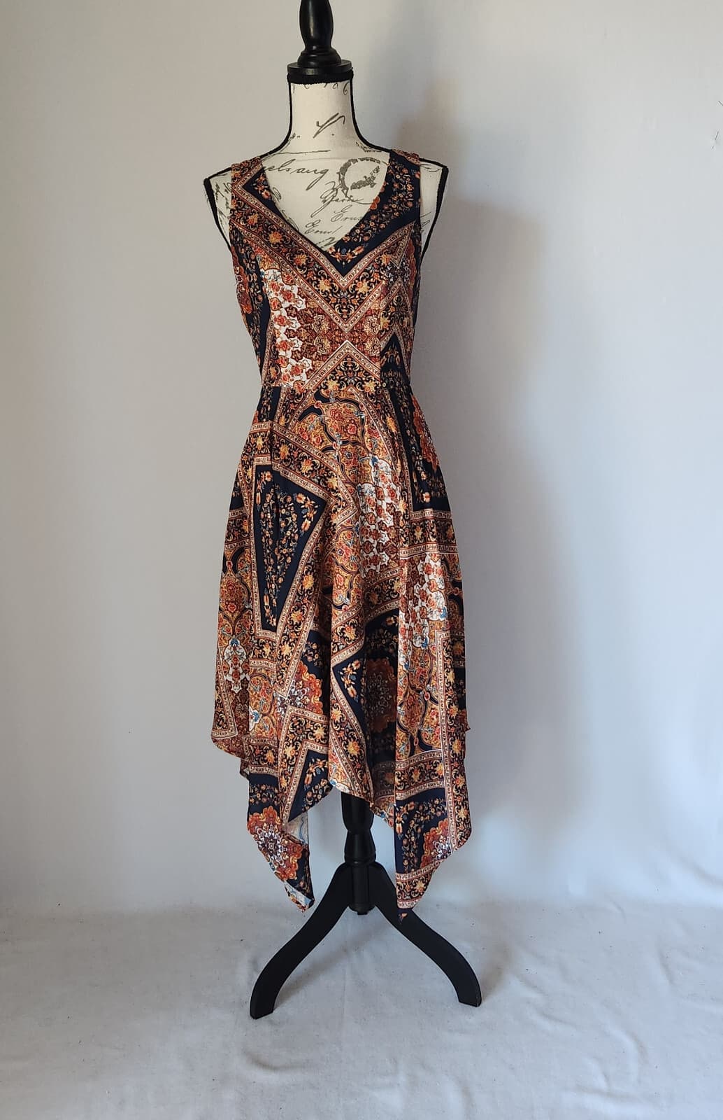 ModCloth Evening In Athens Hanky Hem Midi Dress Sleeveless Multicolor Women's S - Thumbnail 2