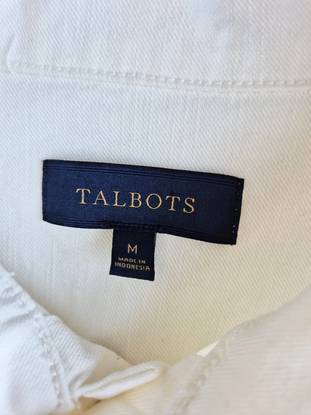 NWoT Talbots Classic Denim Trucker Jacket Metal Button Cotton Blend White Size M - Thumbnail 9