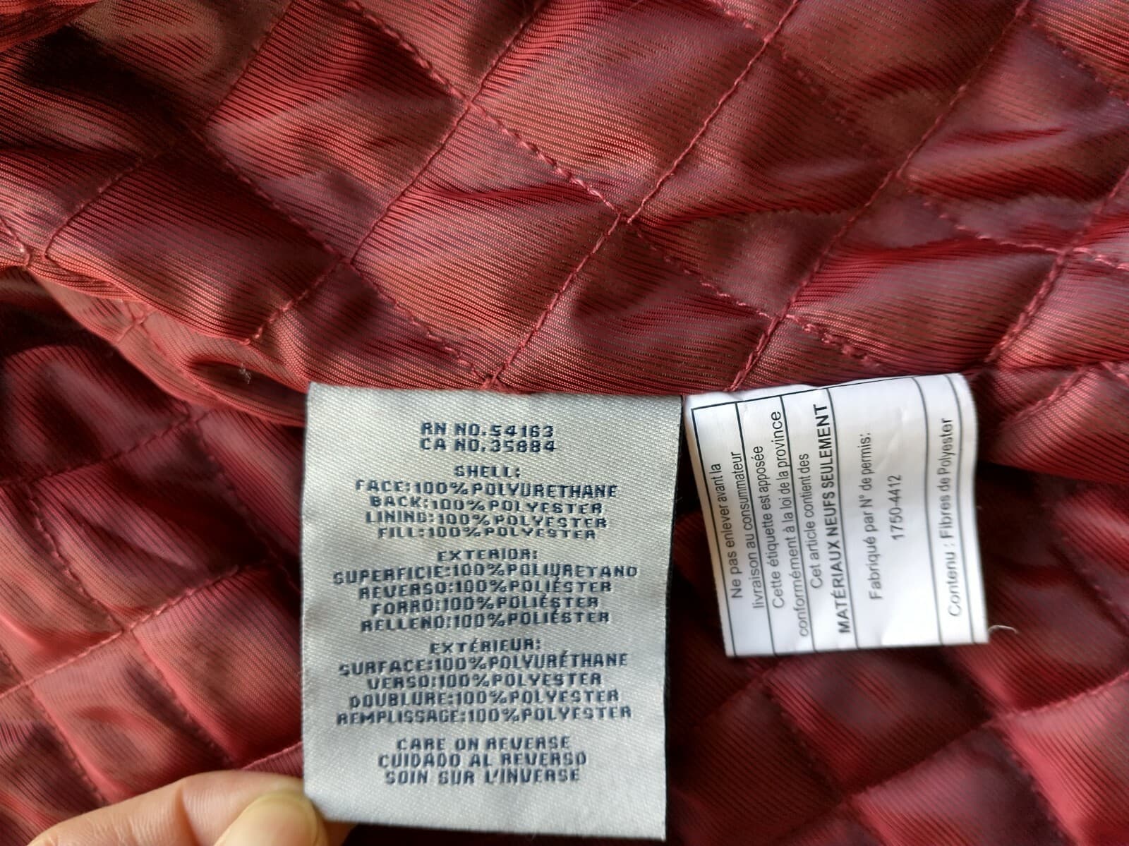 COLE HAAN Signature Women Faux Leather Jacket Zip Lined Button Pocket Red Sz.L - Thumbnail 11