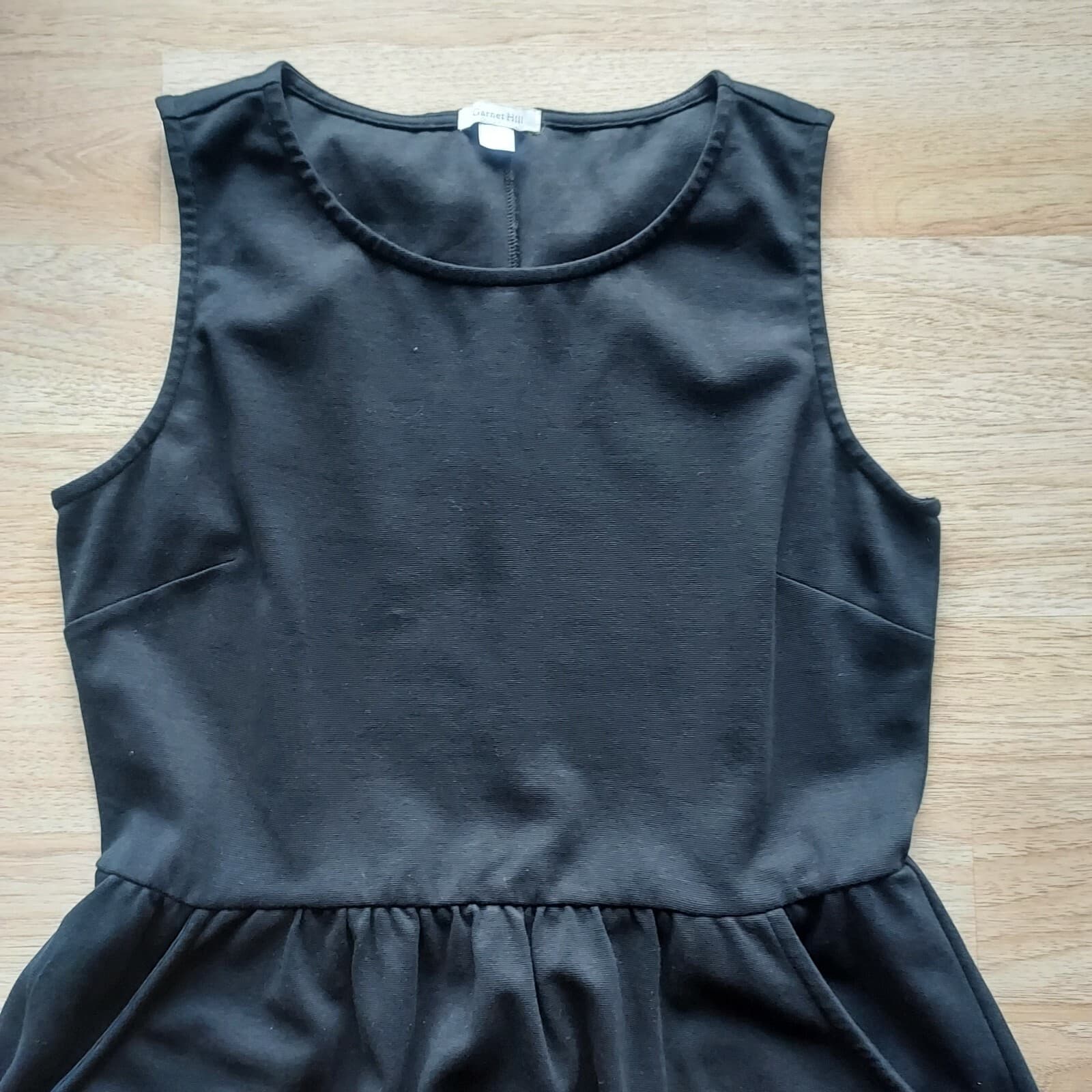 Garnet Hill Everyday Ponte Knit Peplum Dress Sleeveless Pocket Black Cotton 14 - Thumbnail 8