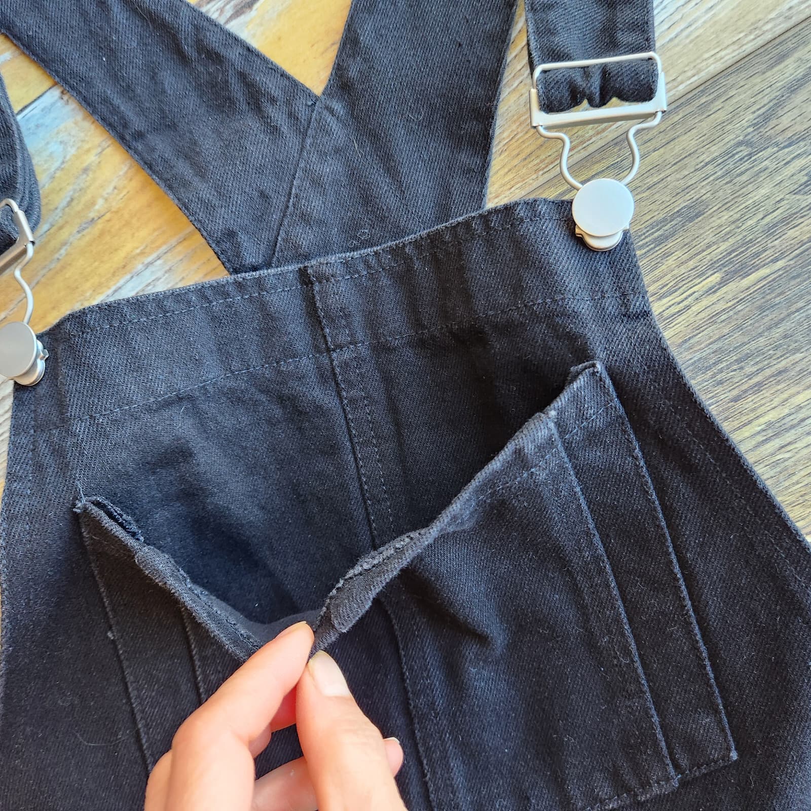 12th Tribe Runaway Girl Distressed Denim Overalls Black Cotton Blend Women's M - Thumbnail 9