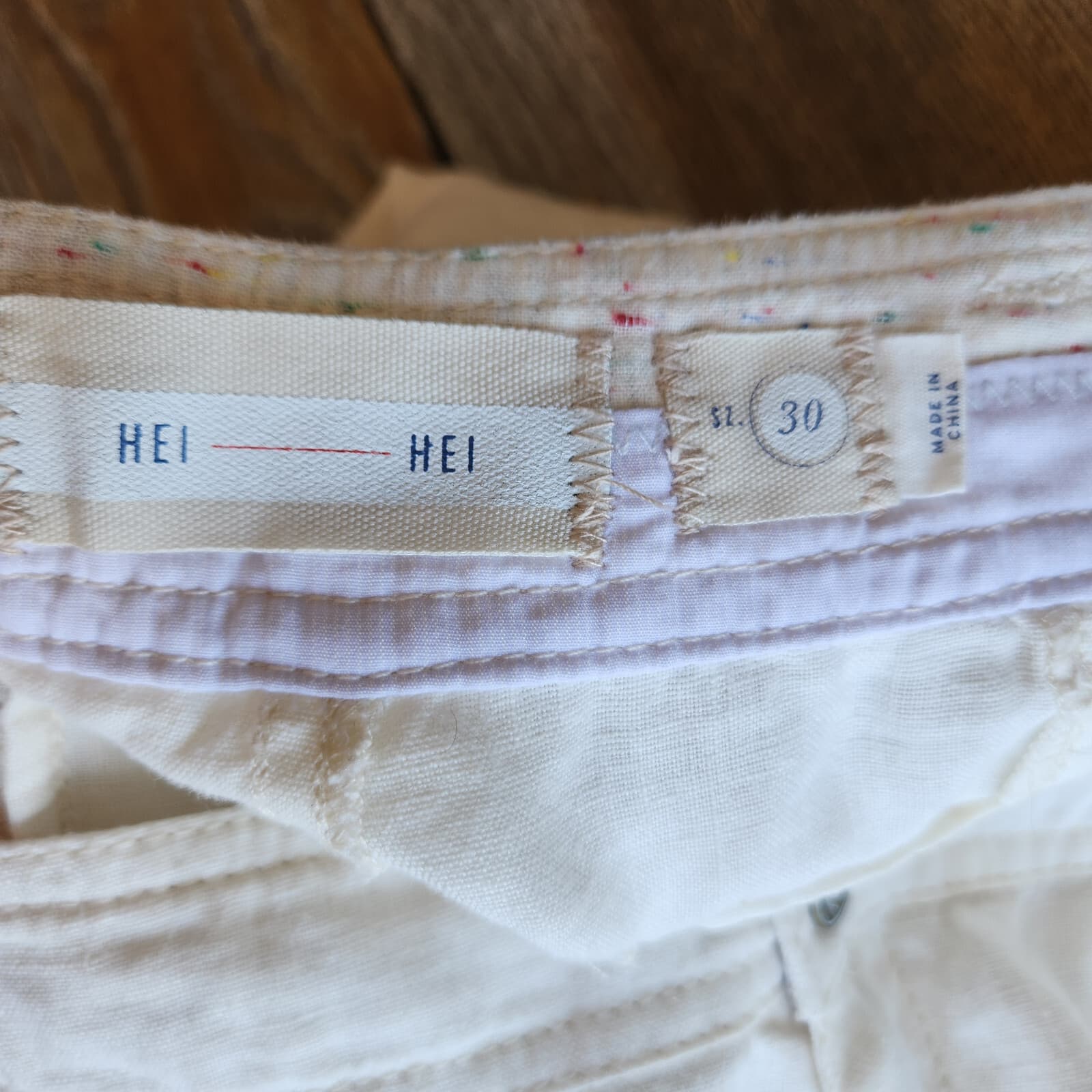 Hei Hei Anthropologie Marlena Linen Lace-Trim Pants Roll-Up Pocket Ivory Sz.30 - Thumbnail 9