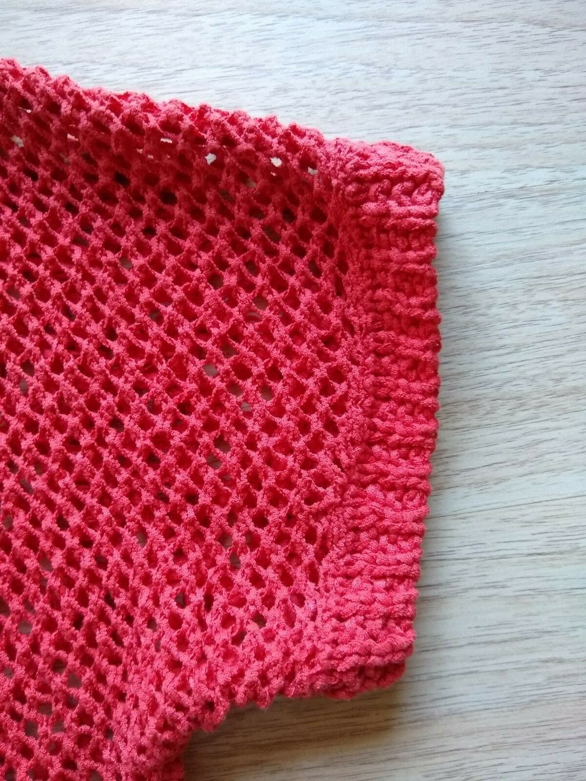 Chico's Cotton Blend Chunky Knit Open Front Cardigan Top Short Sleeve Red Sz.2 - Thumbnail 8