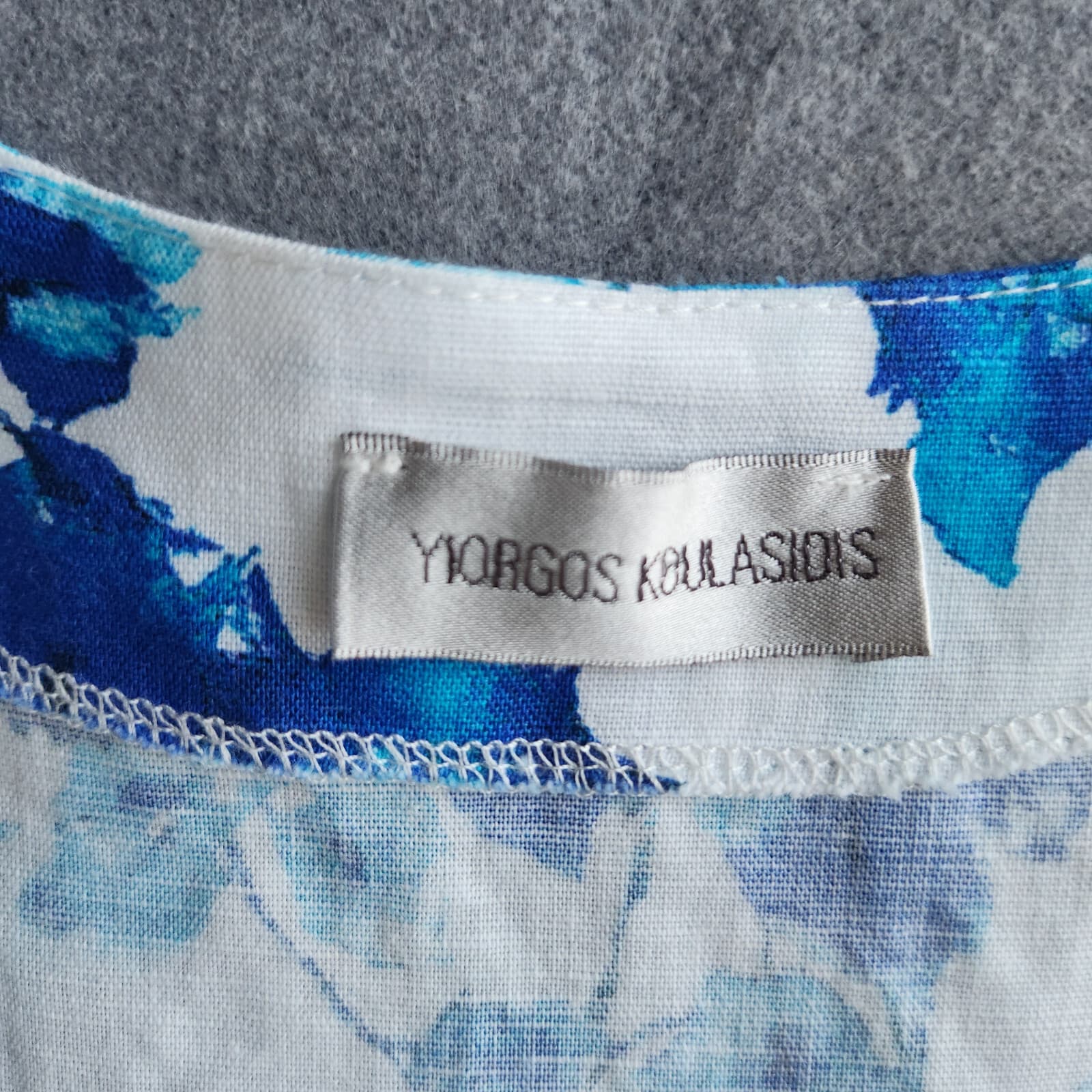 NWoT YIORGOS KOULASIDIS $240 Jane Bougainvillea Dress Linen Blend Blue White M - Thumbnail 11