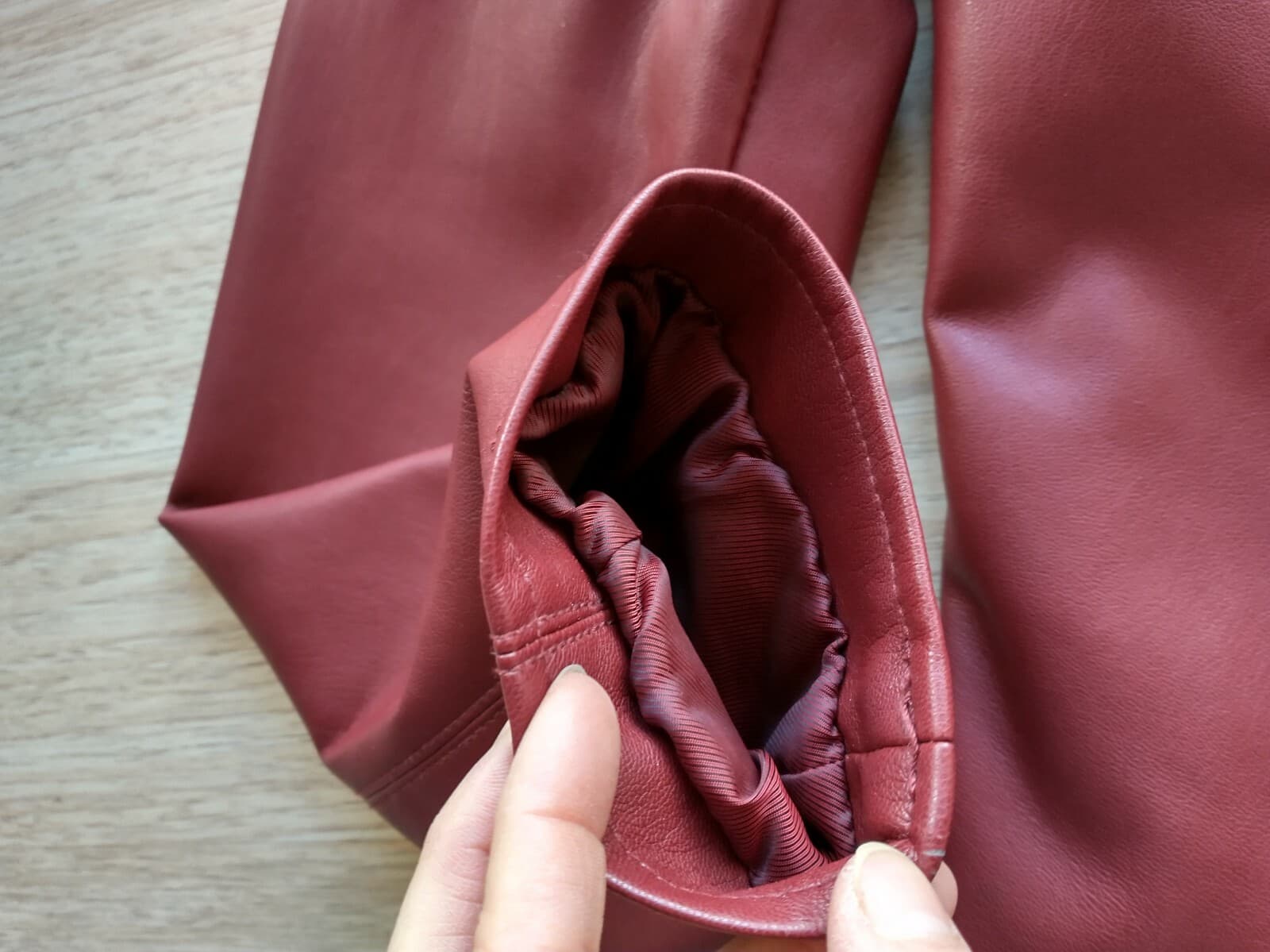 COLE HAAN Signature Women Faux Leather Jacket Zip Lined Button Pocket Red Sz.L - Thumbnail 8