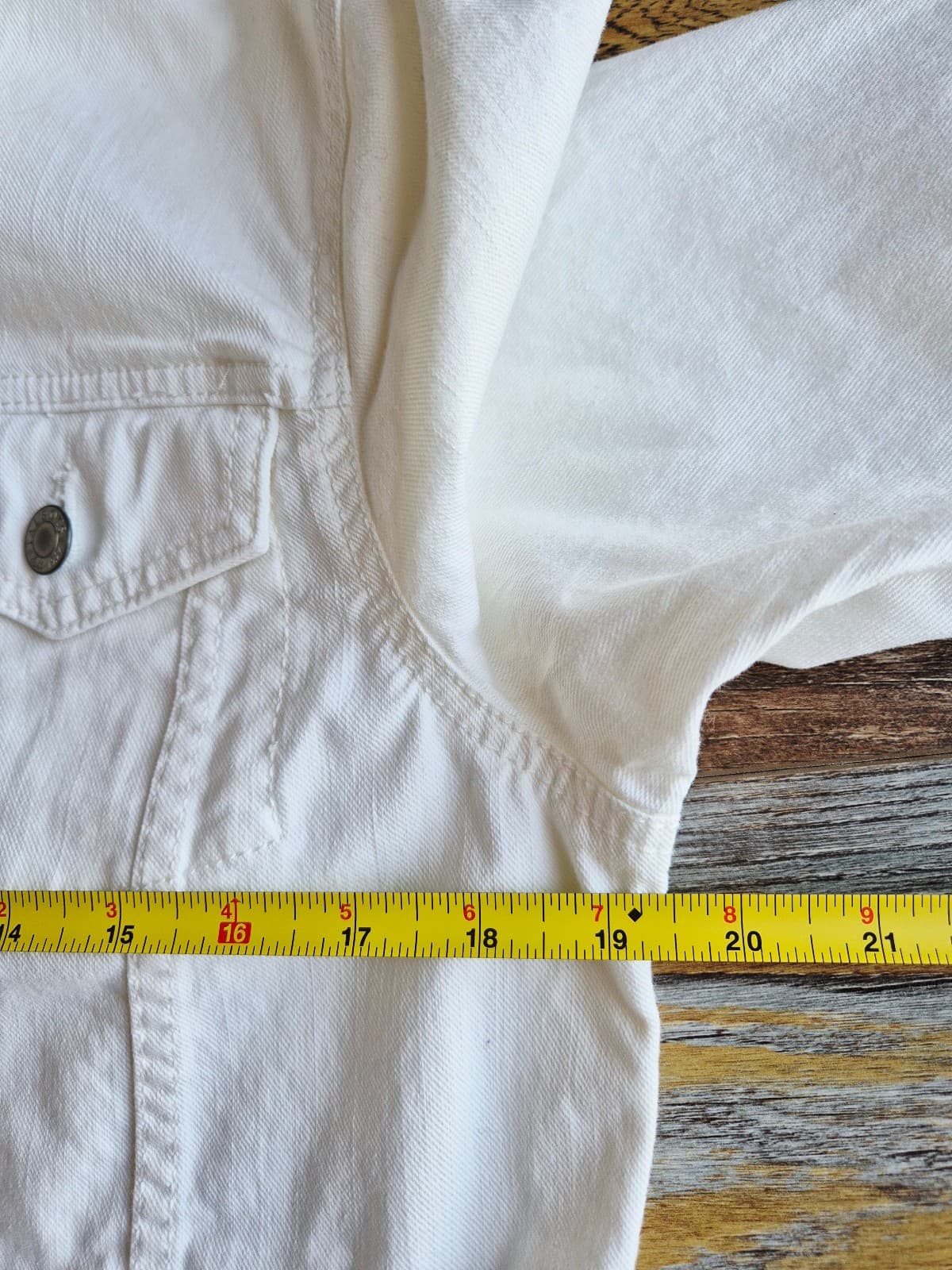 NWoT Talbots Classic Denim Trucker Jacket Metal Button Cotton Blend White Size M - Thumbnail 13