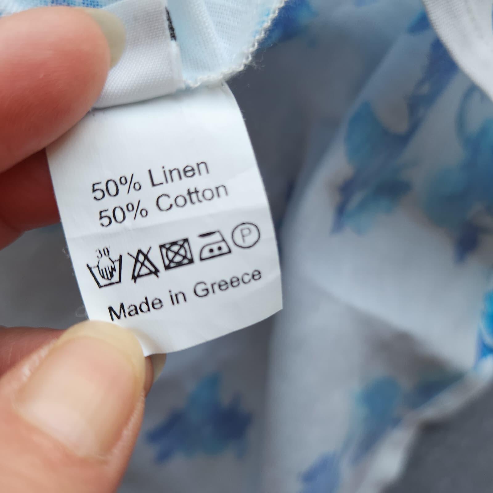 NWoT YIORGOS KOULASIDIS $240 Jane Bougainvillea Dress Linen Blend Blue White M - Thumbnail 13