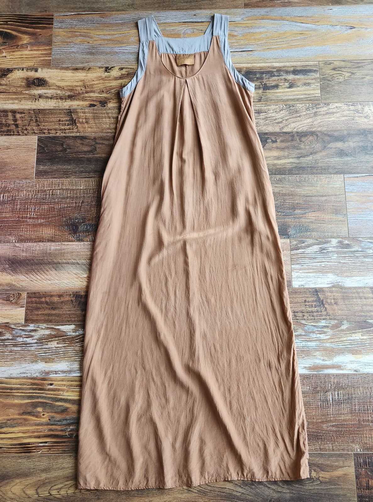 No. 6 Store Silk Maxi Dress Sleeveless Pocket Brown Grey Women's S/M (Bust 36") - Thumbnail 6