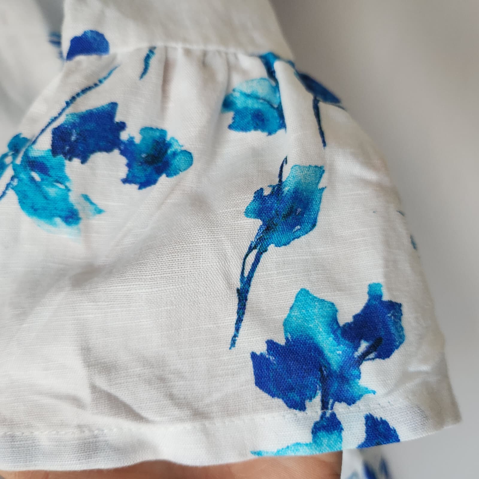 NWoT YIORGOS KOULASIDIS $240 Jane Bougainvillea Dress Linen Blend Blue White M - Thumbnail 8