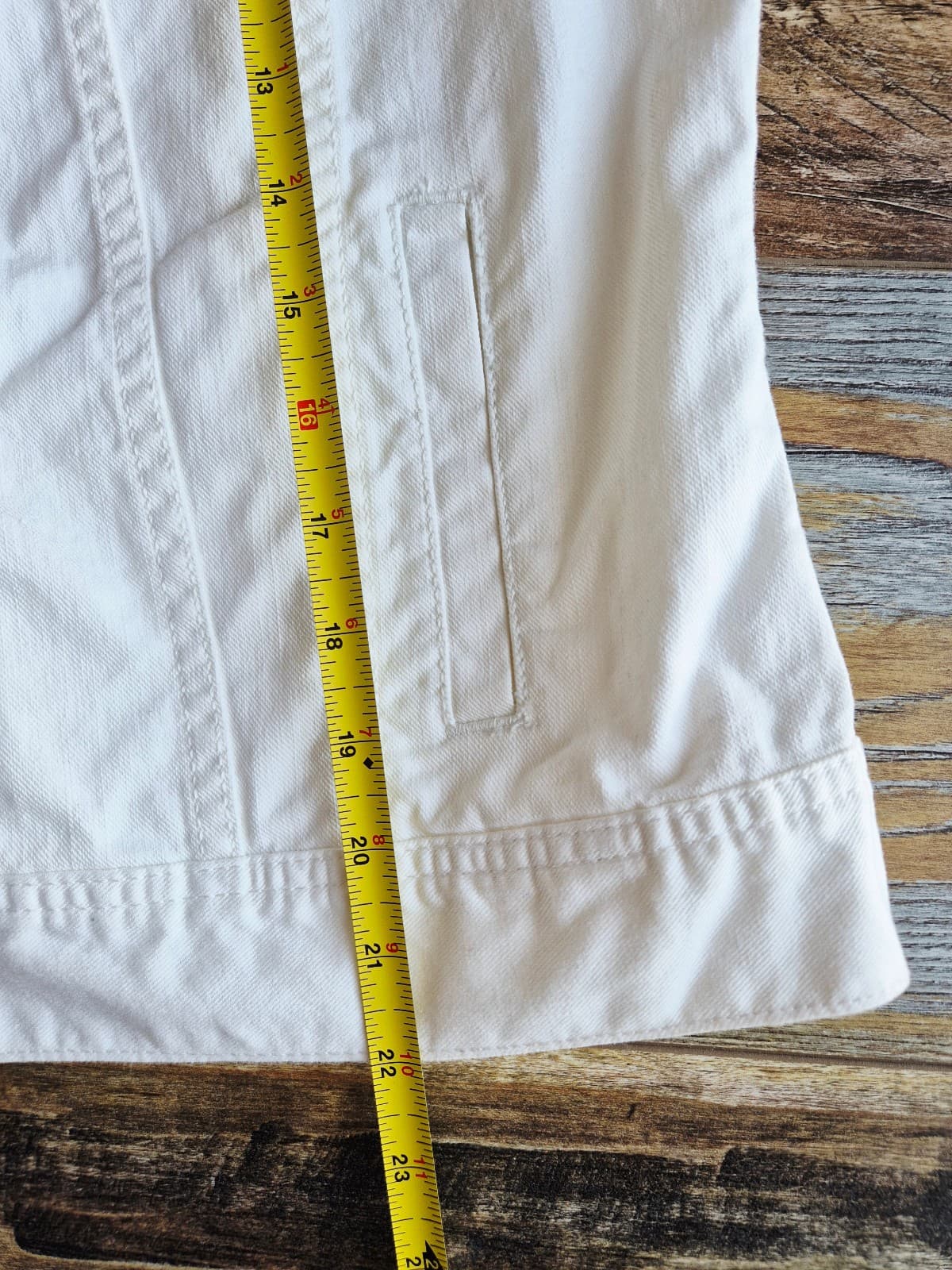 NWoT Talbots Classic Denim Trucker Jacket Metal Button Cotton Blend White Size M - Thumbnail 14