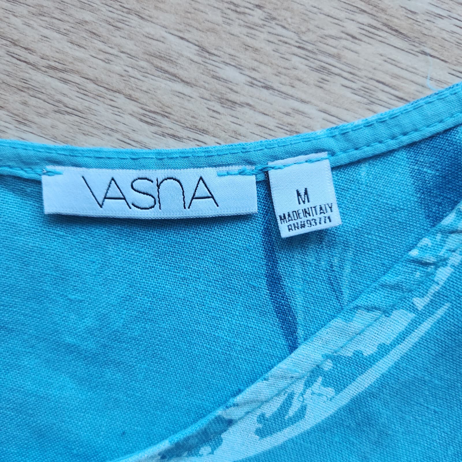 NWOT VASNA Made in Italy Linen Lagenlook Shift Dress Sleeveless Geo-Printed Sz.M - Thumbnail 7