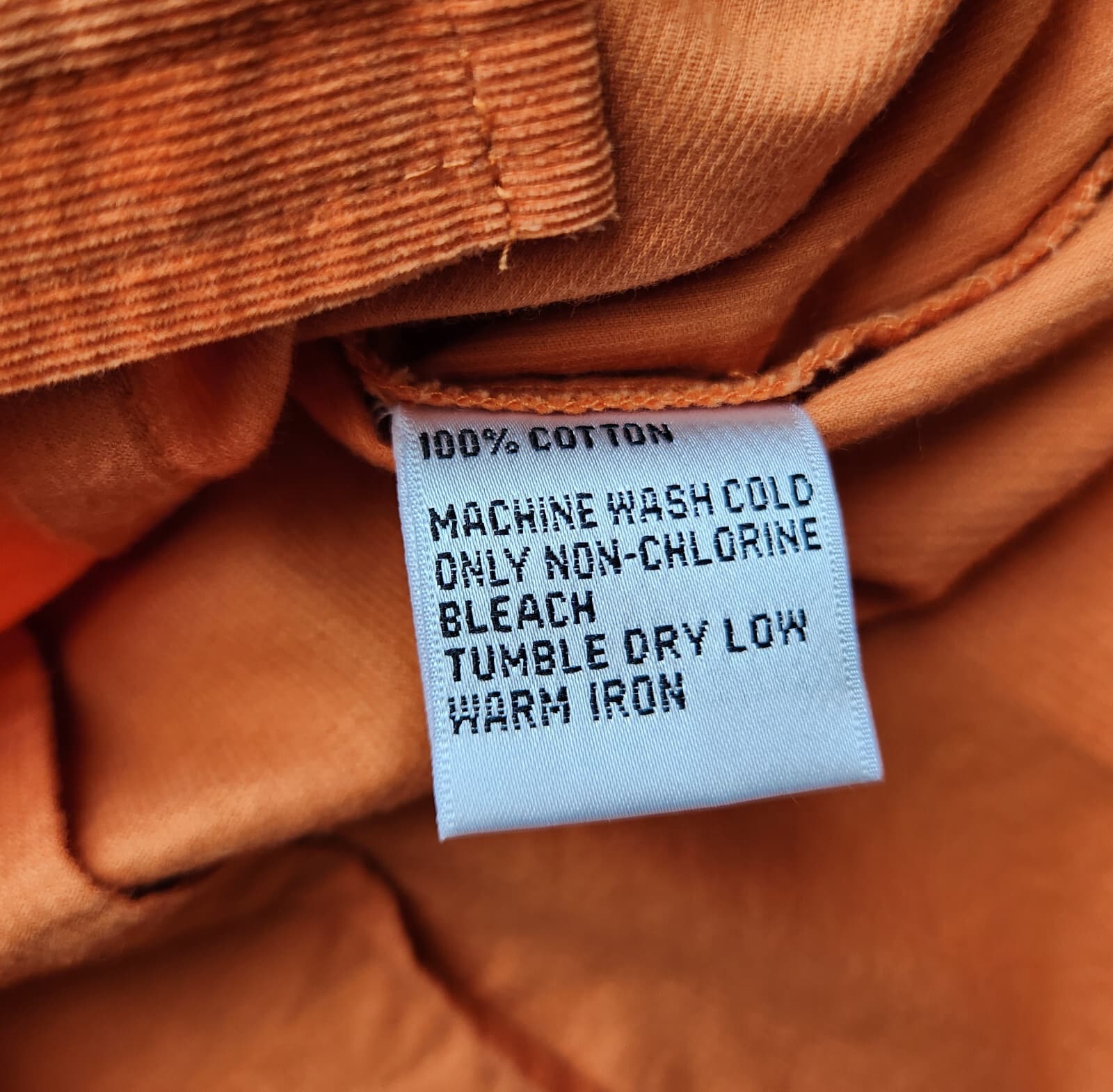 Vintage Talbots Corduroy Button-Up Shirt Long Sleeve Cotton Orange Women's M - Thumbnail 8